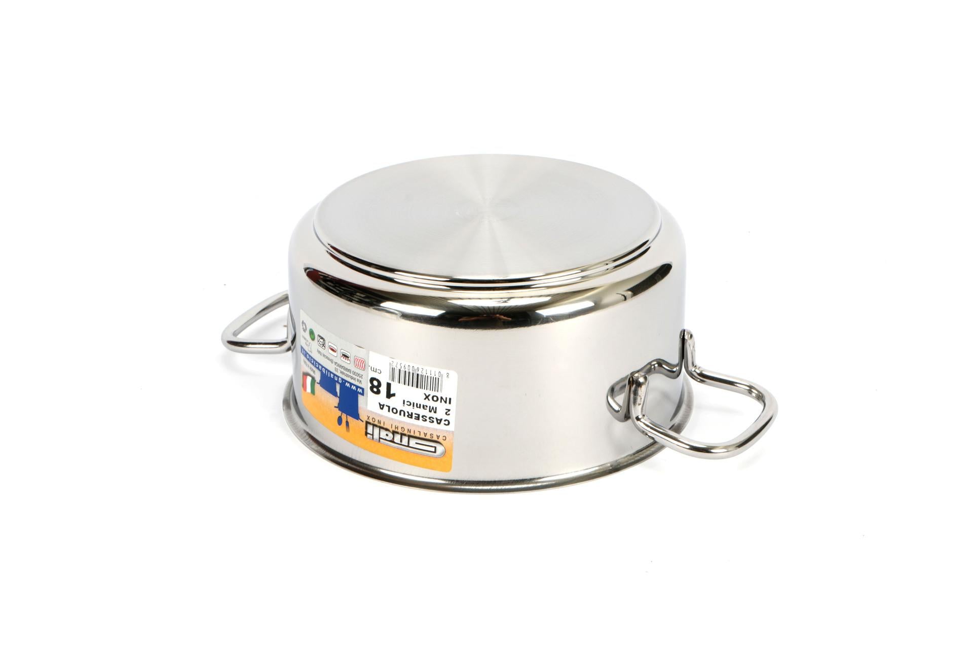 Gnali Realterm Casseruola Alta 2 Manici Ø18 cm In Acciaio Inox Adatta per Tutti i Piani Cottura Inclusa Induzione