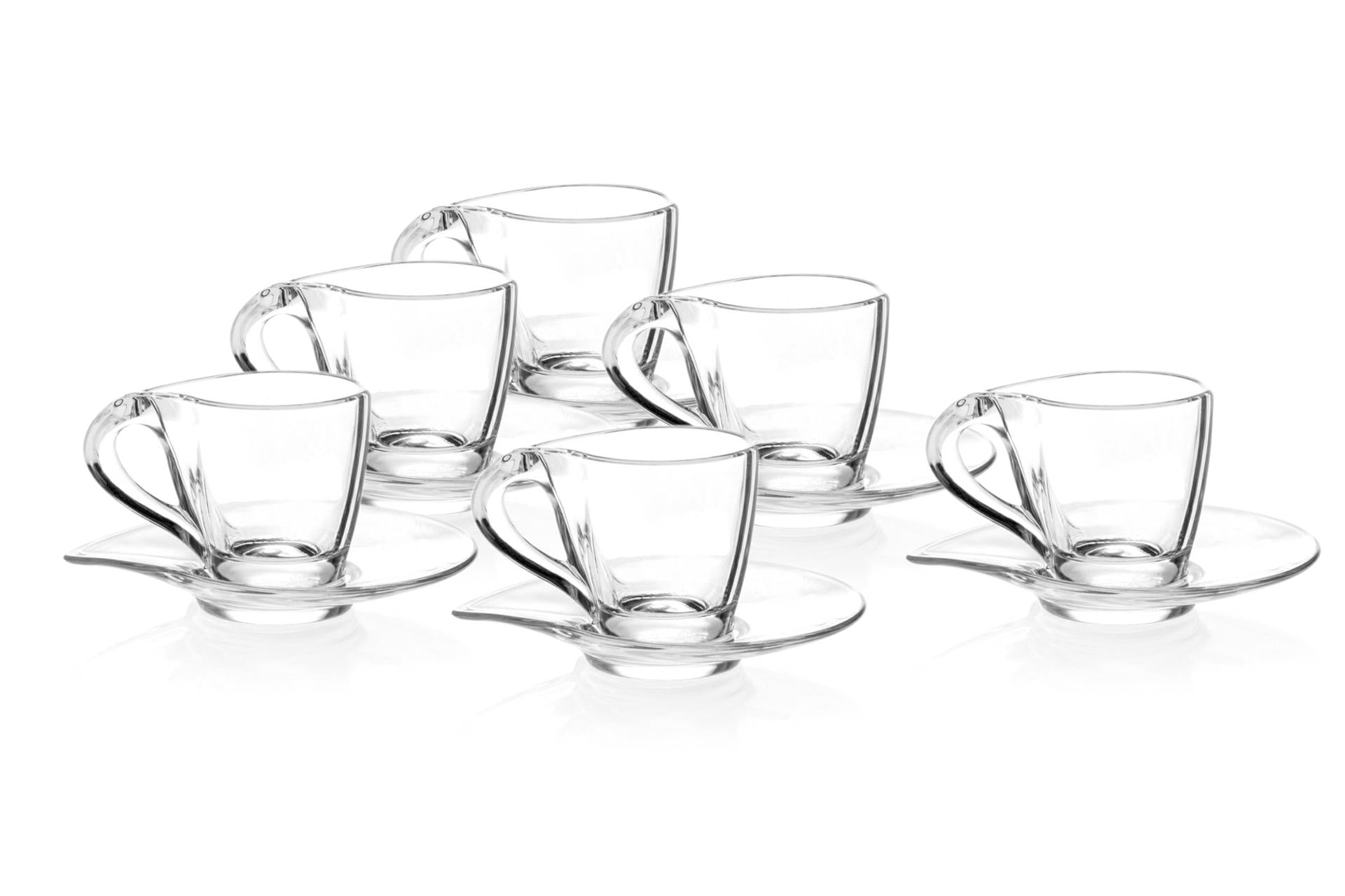 RCR Cristalleria Italiana Happy Set 6 Tazze Caffè 10,2 cl Con Piattino - Set 6 Pz