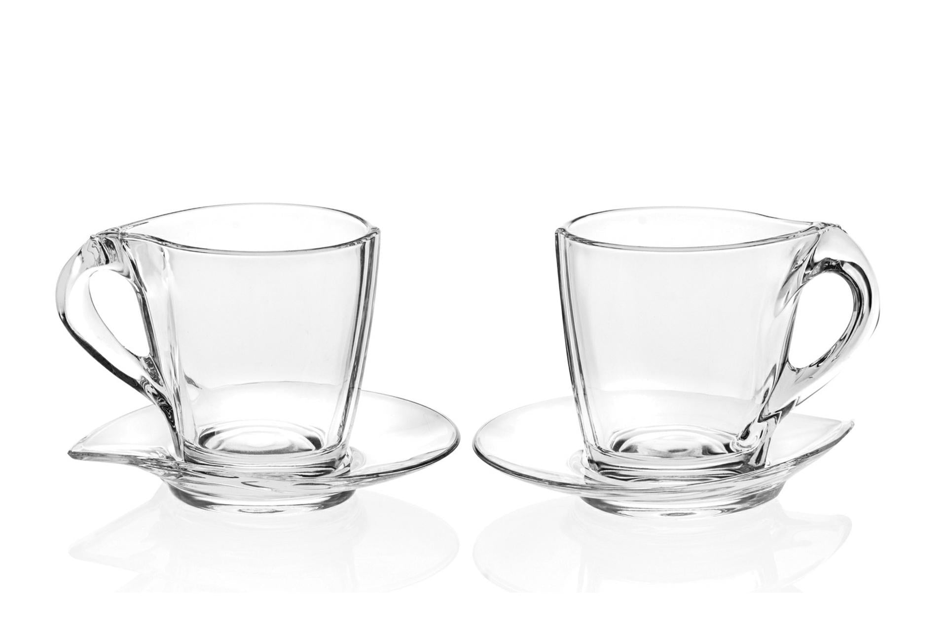 RCR Cristalleria Italiana Happy Set 2 Tazze Cappuccino 26 cl Con Piattino - Set 2 Pz