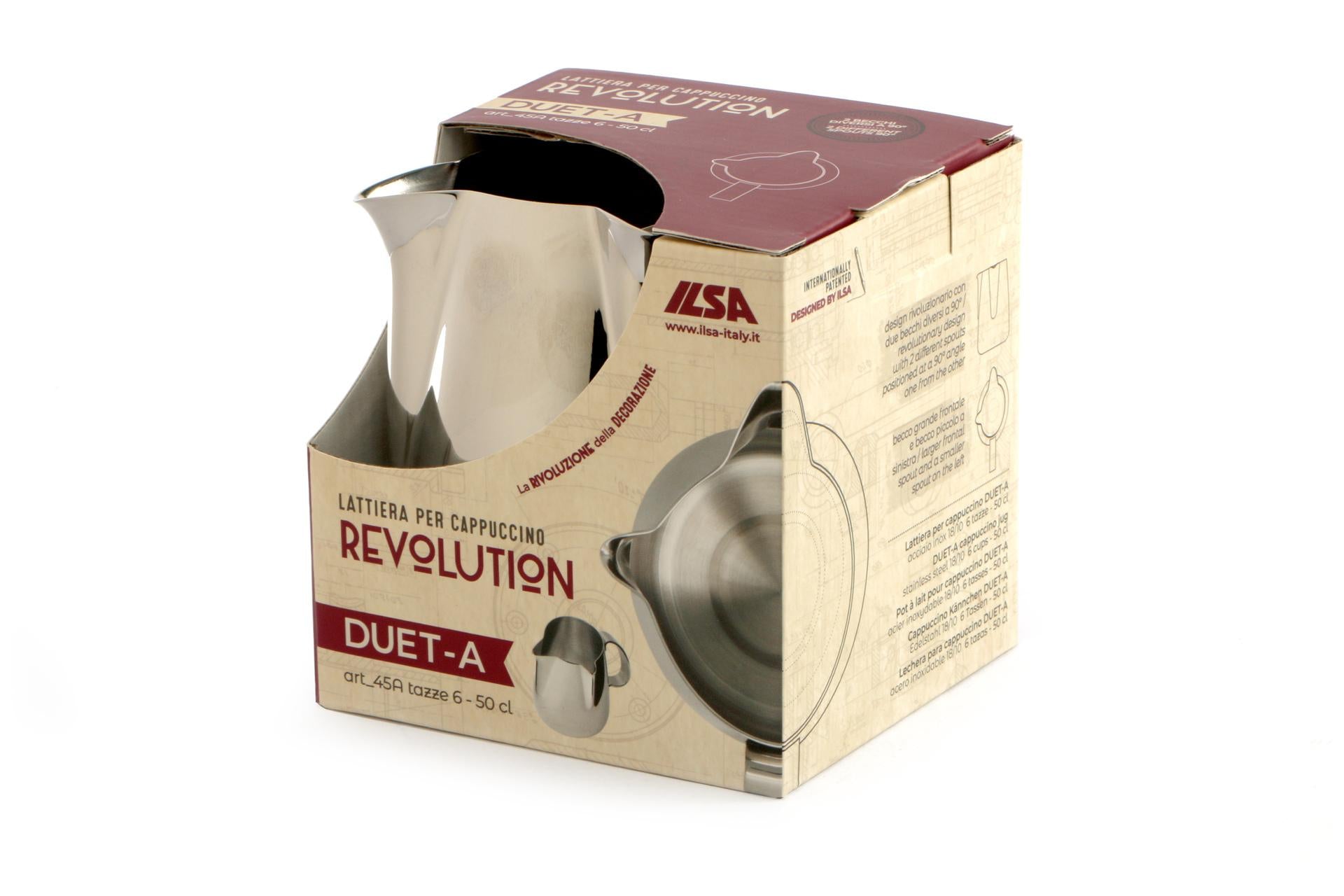 Ilsa Revolution Duet Lattiera 2 Beccucci 50cl Inox - Becco Grande e Piccolo a 90° 3