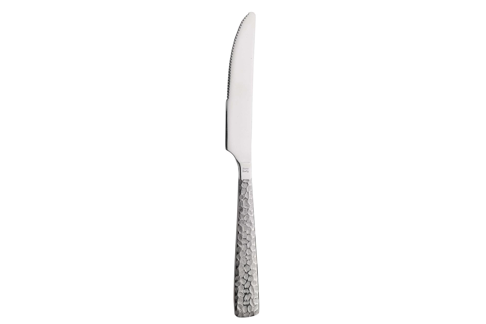 Pintinox Palace Coltello Tavola In Acciaio 18/10 - Spessore 2.5 mm Con Manico Effetto Martellato - Set 12 Pz