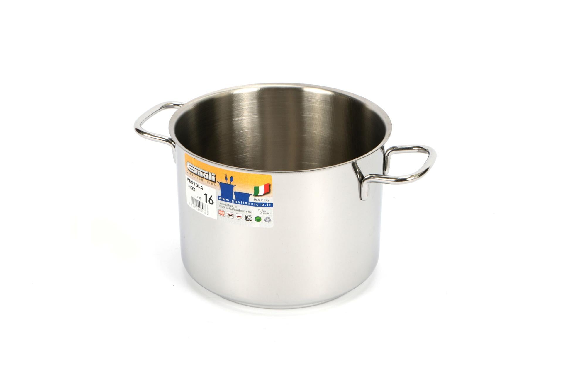 Gnali Realterm Pentola Ø16 cm In Acciaio Inox Adatta per Tutti i Piani Cottura Inclusa Induzione