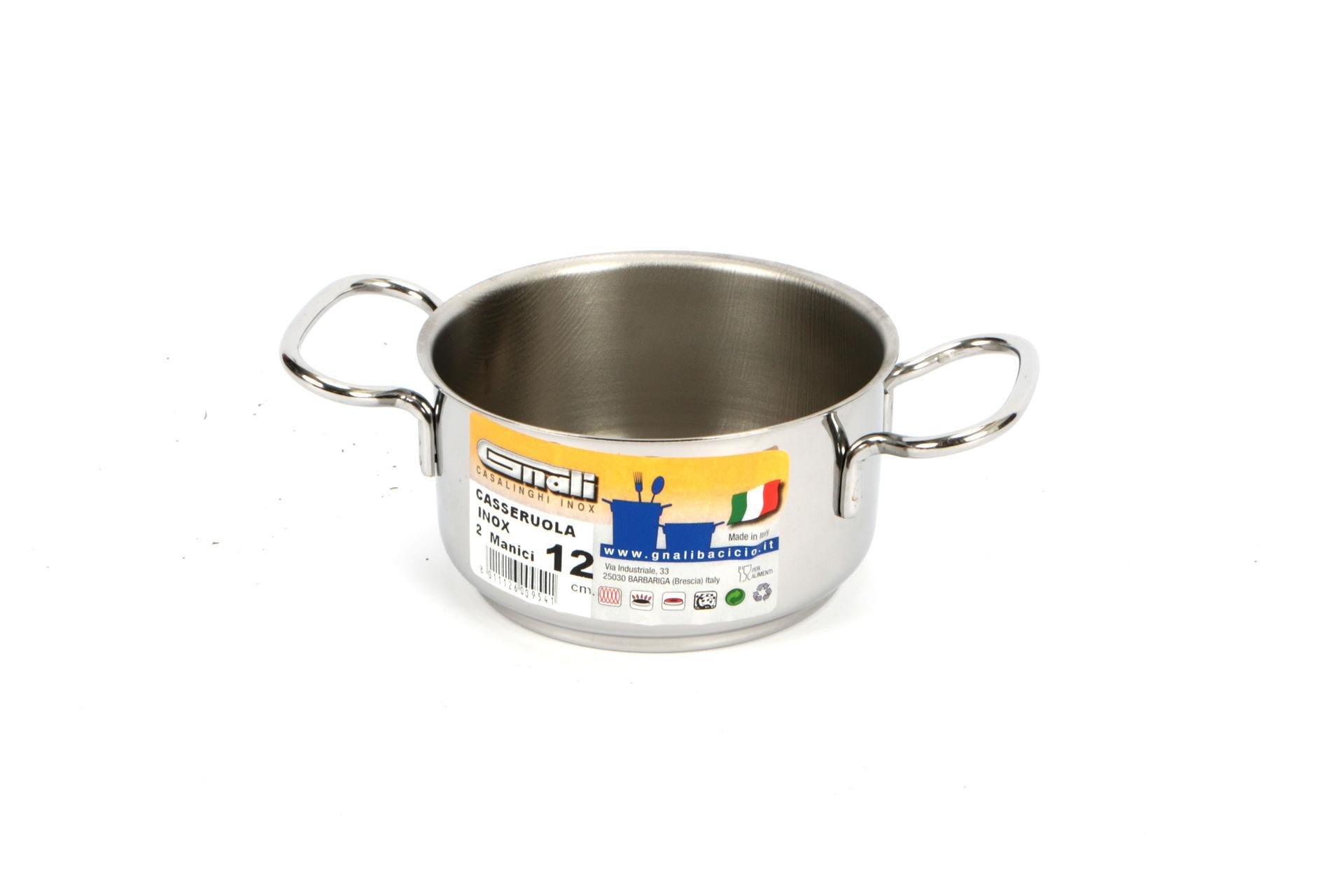 Gnali Realterm Casseruola Alta 2 Manici Ø12 cm In Acciaio Inox Adatta per Tutti i Piani Cottura