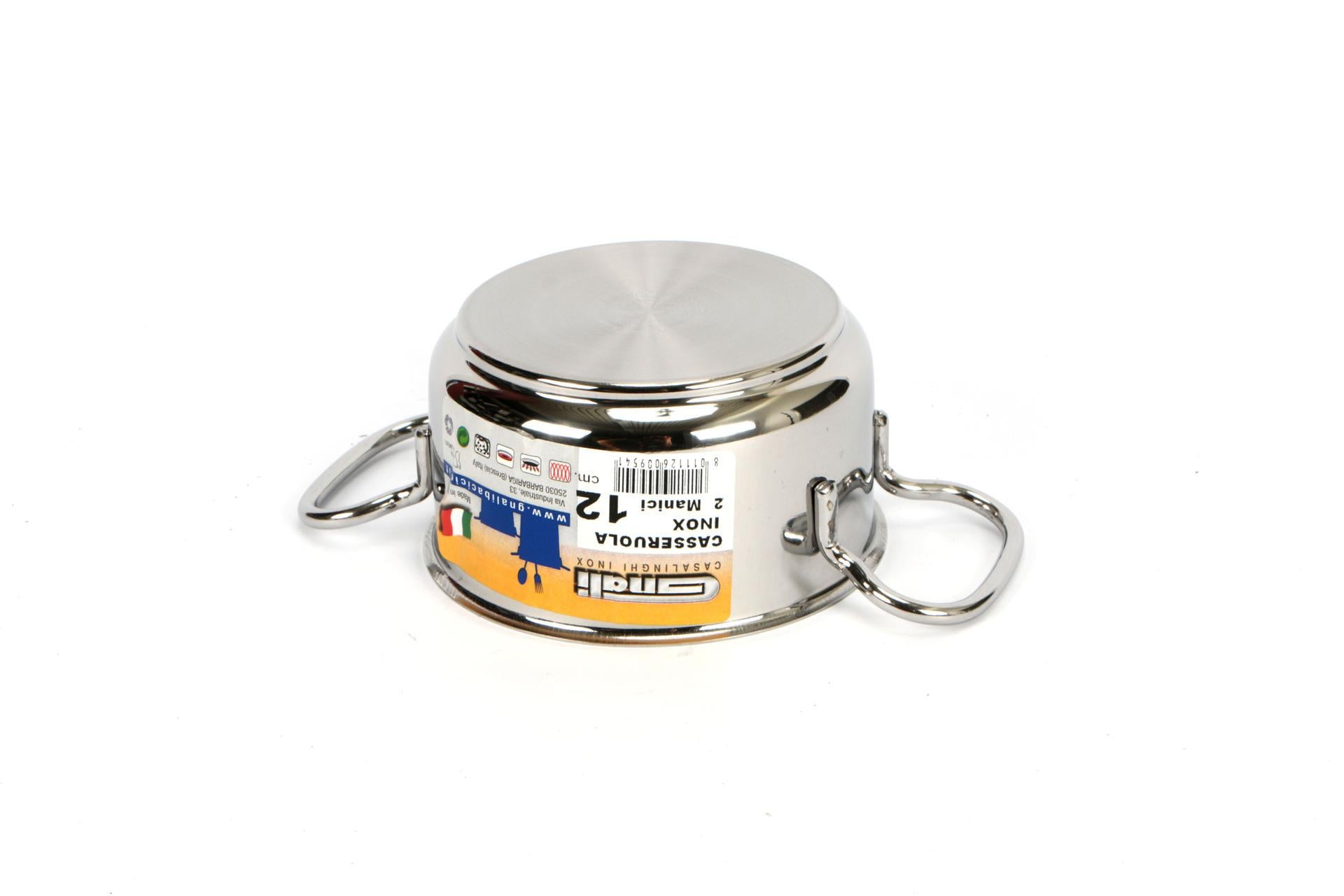Gnali Realterm Casseruola Alta 2 Manici Ø12 cm In Acciaio Inox Adatta per Tutti i Piani Cottura