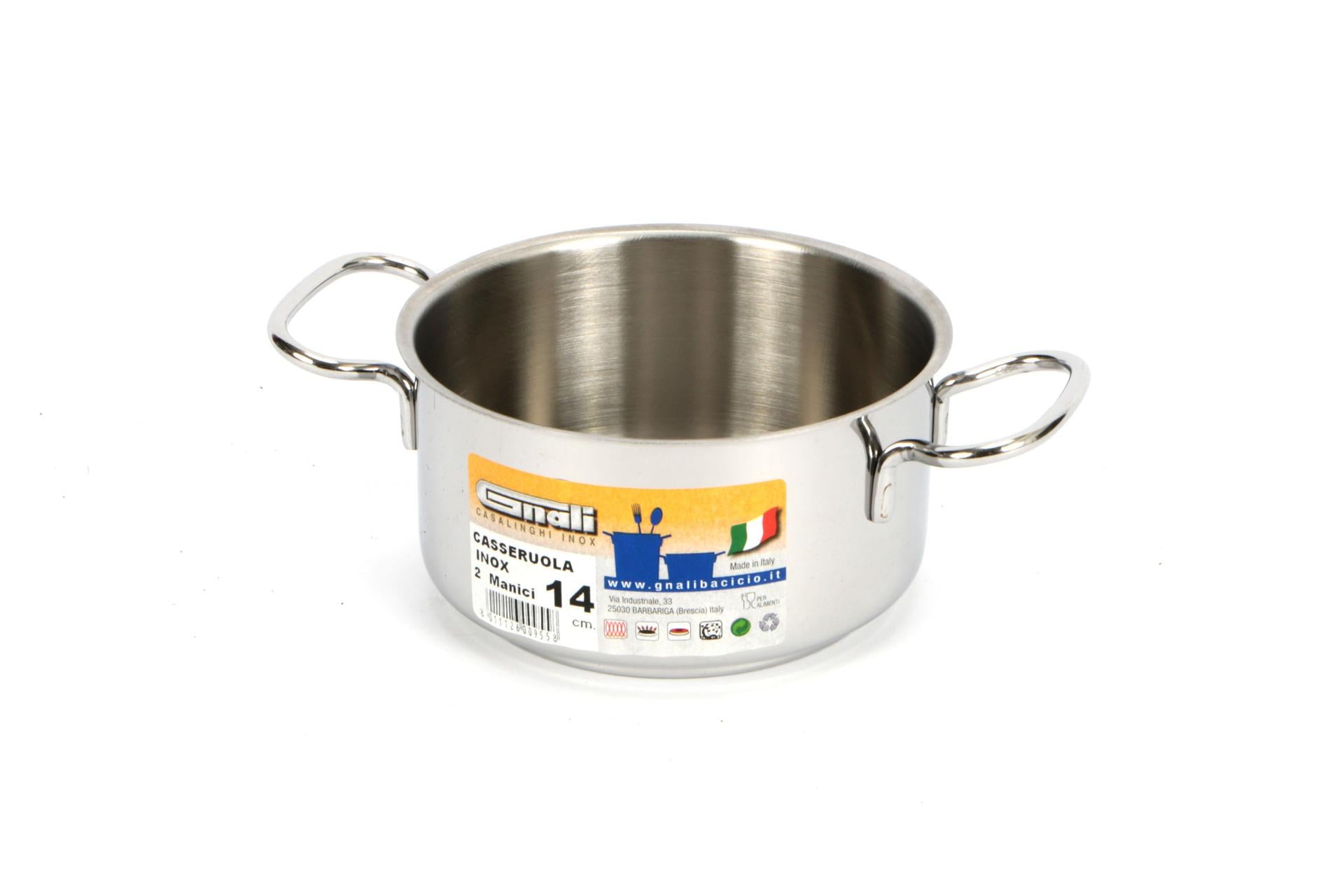 Gnali Realterm Casseruola Alta 2 Manici Ø14 cm In Acciaio Inox Adatta per Tutti i Piani Cottura Inclusa Induzione