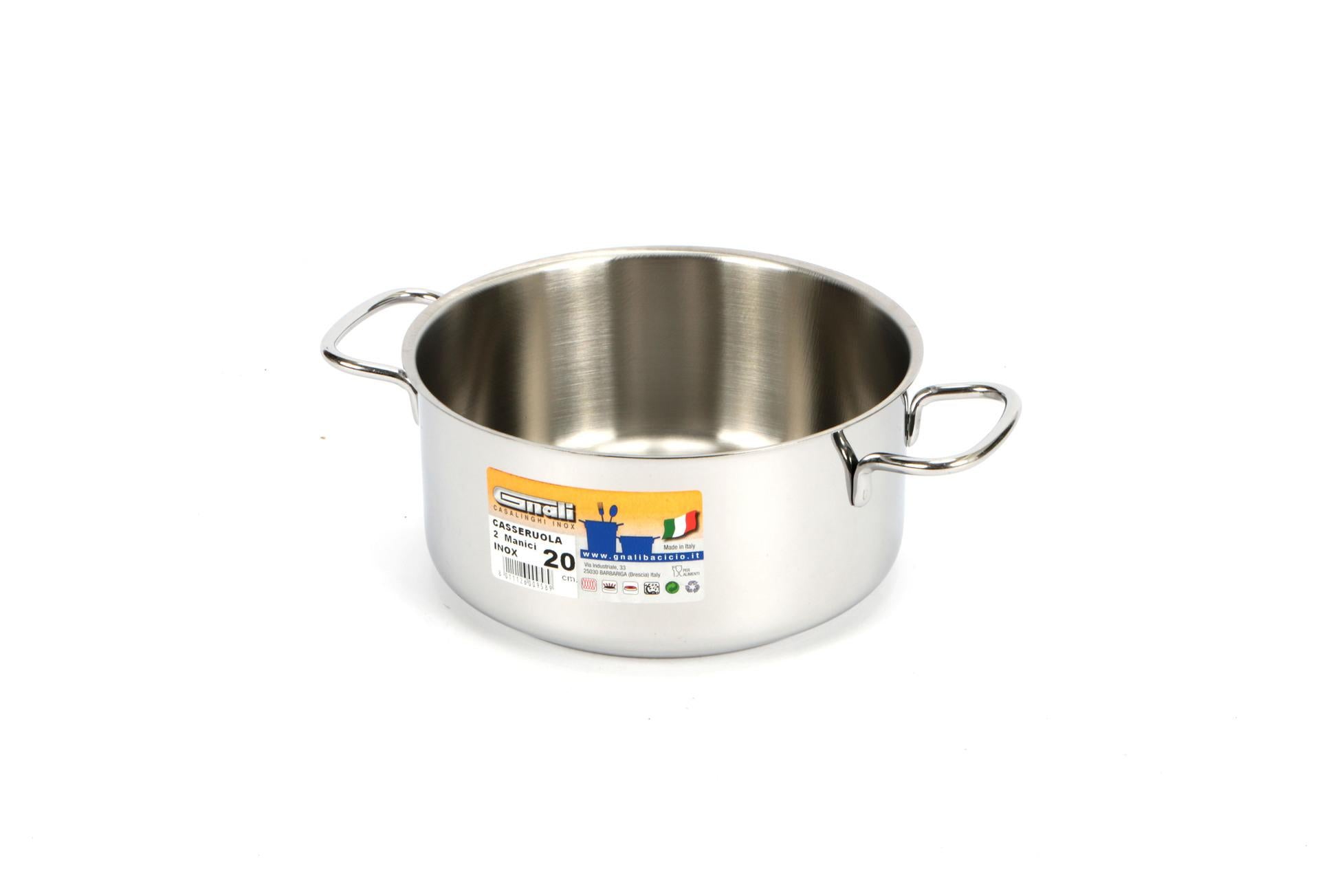 Gnali Realterm Casseruola Alta 2 Manici Ø20 cm In Acciaio Inox Adatta per Induzione
