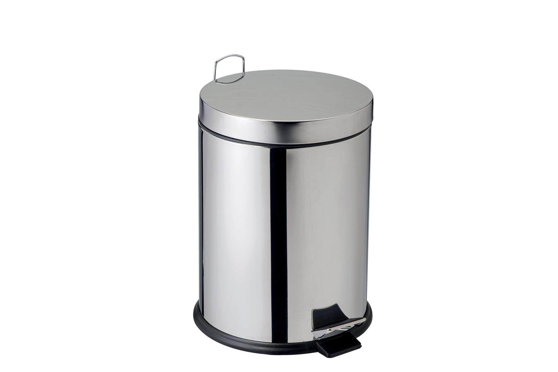 Medial Pattumiera a Pedale 14L Inox AISI 304 Brillante - Ø27 cm H.38 cm Con Secchio Interno In Plastica