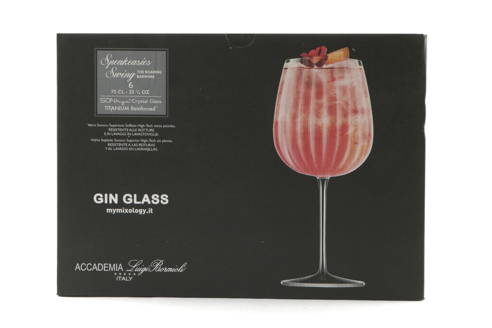 Bormioli Luigi Speakeasies Set 6 Calici Gin Glass 75 cl In Vetro Sonoro Superiore SON.hyx Con Steli Titanium Reinforce - Set 6 Pz 6