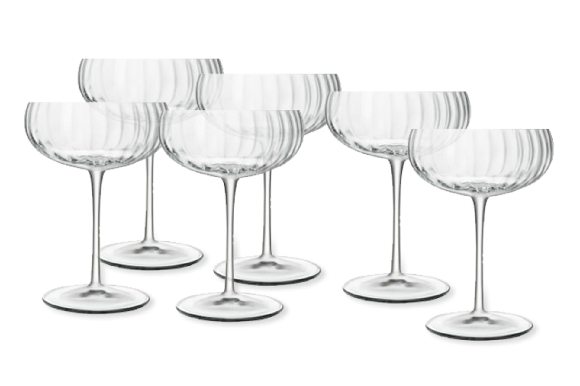 Bormioli Luigi Speakeasies Set 6 Coppe Champagne Cocktail 30 cl In Vetro Sonoro Superiore Con Trattamento Titanium Reinforce - Set 6 Pz