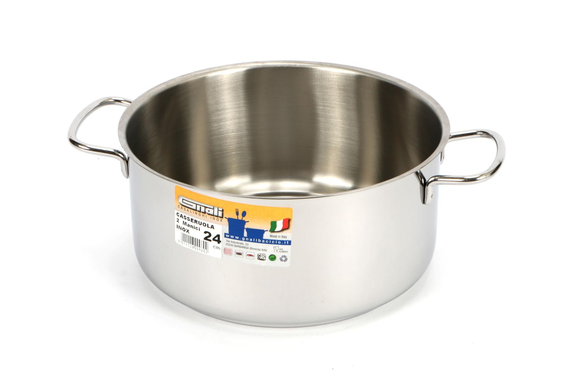 Gnali Realterm Casseruola Alta 2 Manici Ø24 cm In Acciaio Inox Adatta per Tutti i Piani Cottura Inclusa Induzione