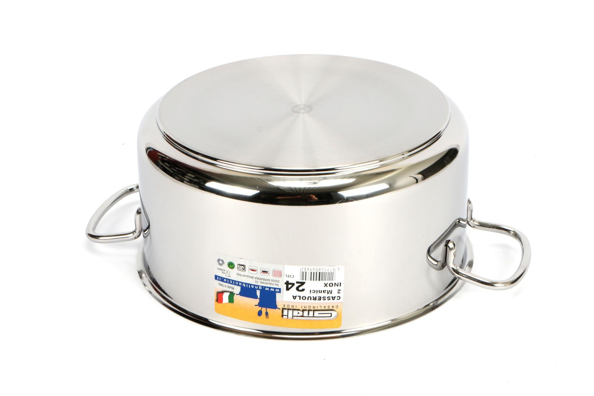 Gnali Realterm Casseruola Alta 2 Manici Ø24 cm In Acciaio Inox Adatta per Tutti i Piani Cottura Inclusa Induzione