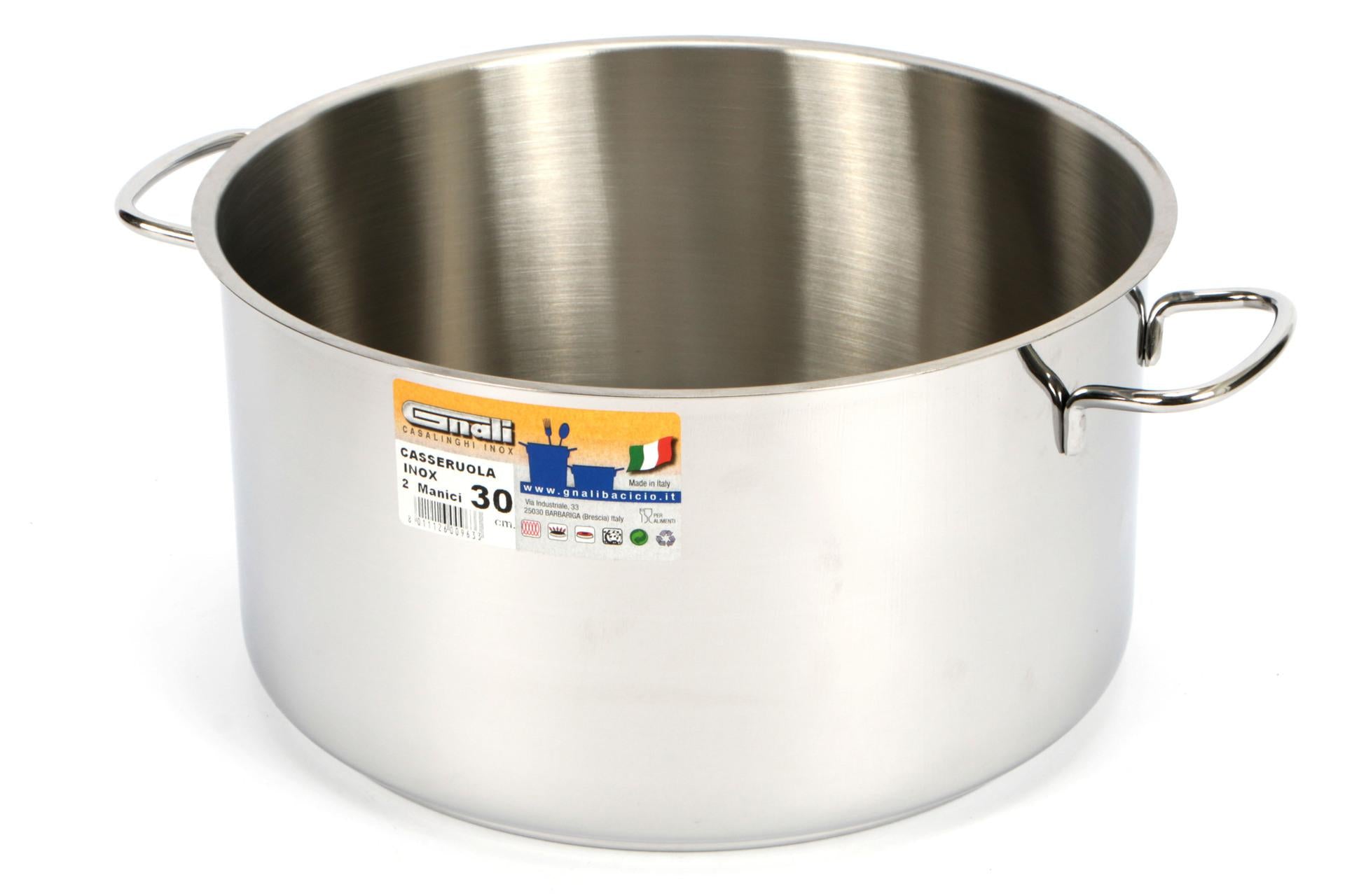 Gnali Realterm Casseruola Alta 2 Manici Ø30 cm In Acciaio Inox Adatta a Tutti i Piani Cottura Induzione Inclusa