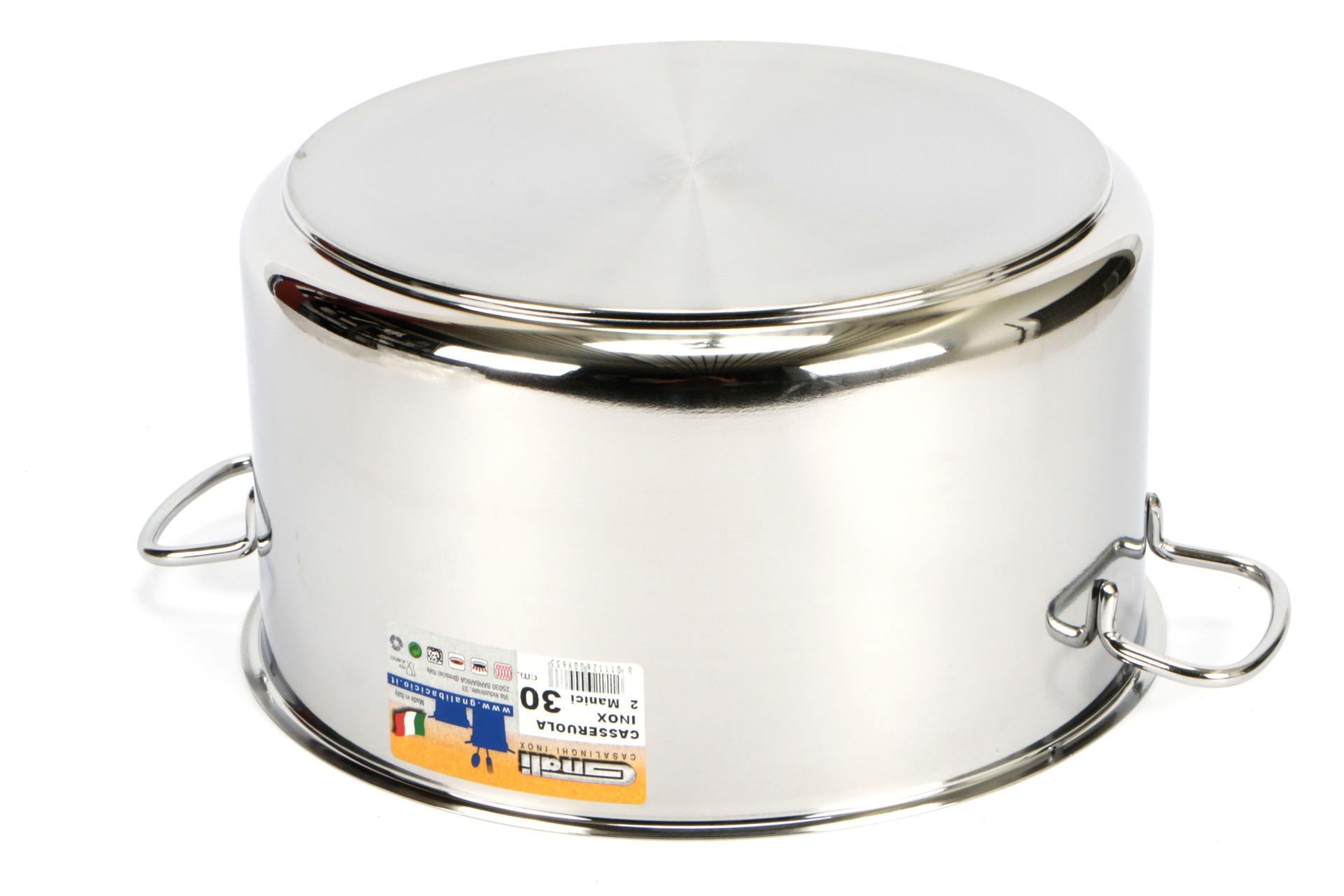 Gnali Realterm Casseruola Alta 2 Manici Ø30 cm In Acciaio Inox Adatta a Tutti i Piani Cottura Induzione Inclusa