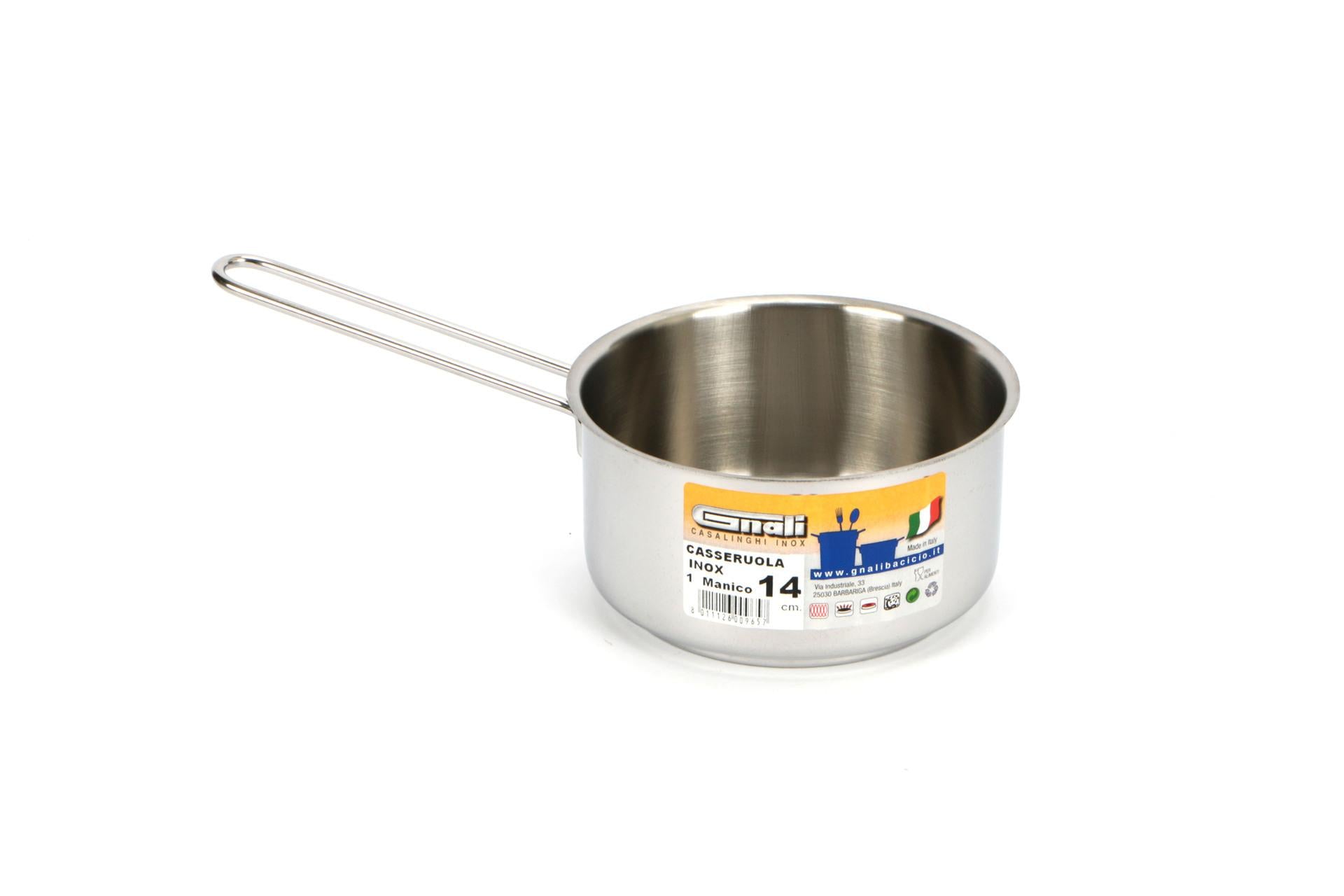 Gnali Realterm Casseruola Alta Ø14 cm - 1 Manico In Acciaio Inox Adatta per Tutti i Piani Cottura Inclusa Induzione