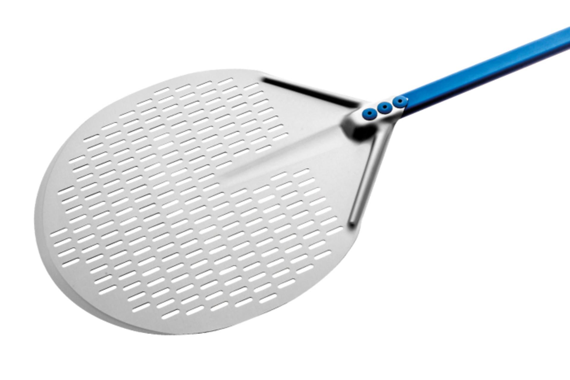 Gi Metal Azzurra Pala Pizza Tonda Forata Ø50 cm - Manico 150 cm In Alluminio Anodizzato Azzurro