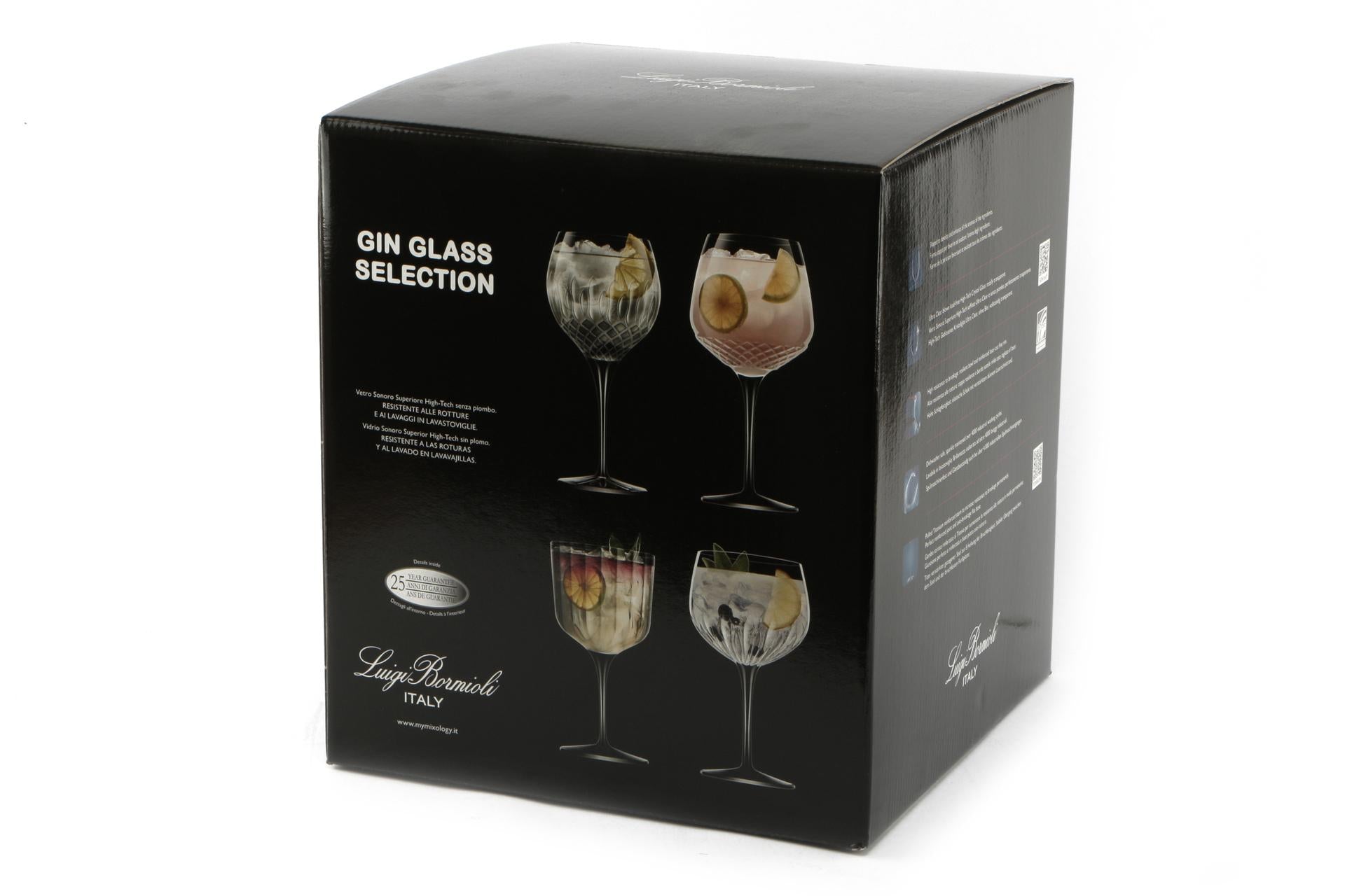 Bormioli Luigi Set 4 Calici Gin - Bach 60cl, Diamante 65cl, Roma 80cl, Mixology Gin Tonic 80cl - Idea Regalo - Set 4 Pz 3