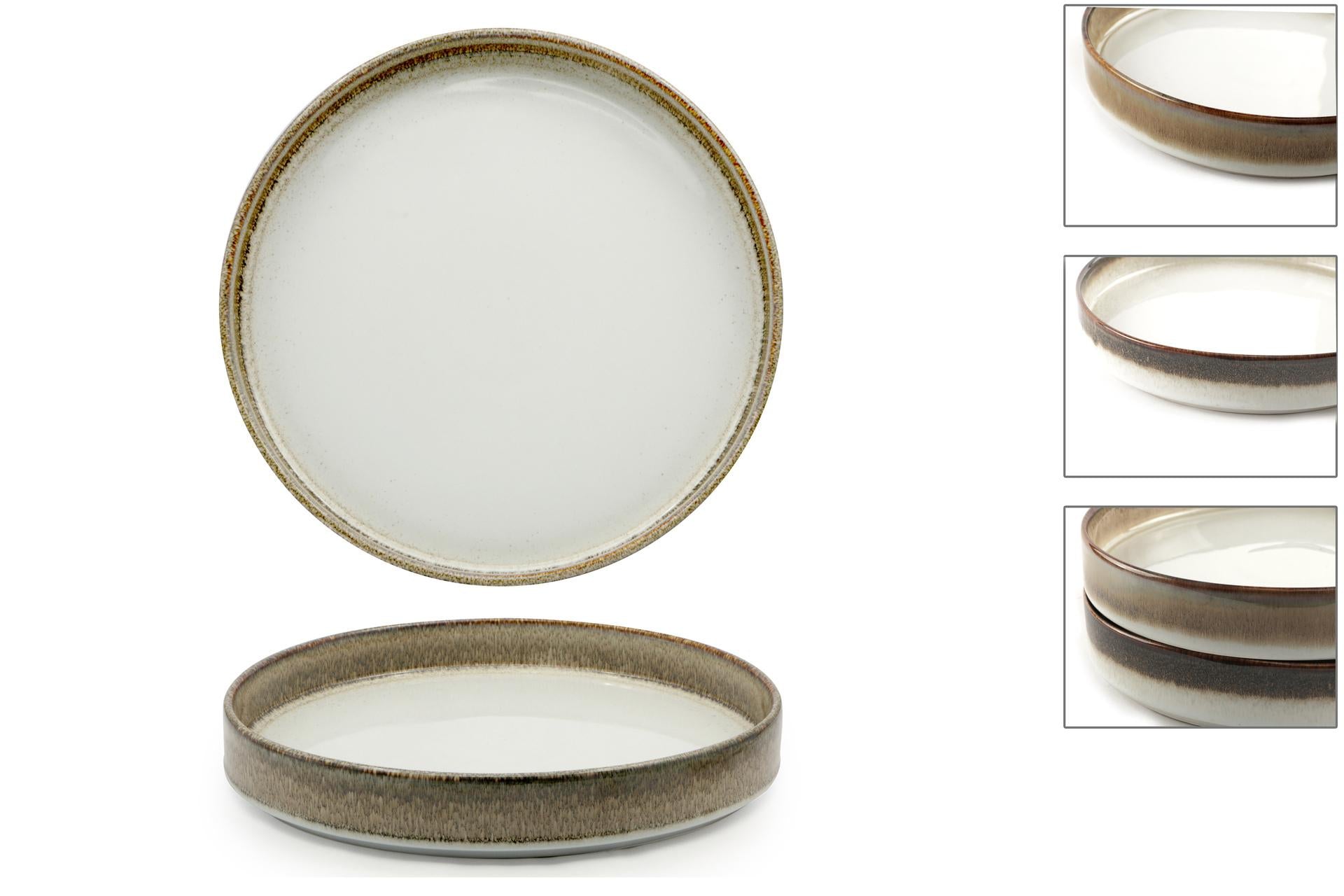 Pt Sango Ceramics Kaden Radiance Brown Piatto Piano Impilabile Ø28 cm - Bordo Alto In Ceramica - Set 2 Pz