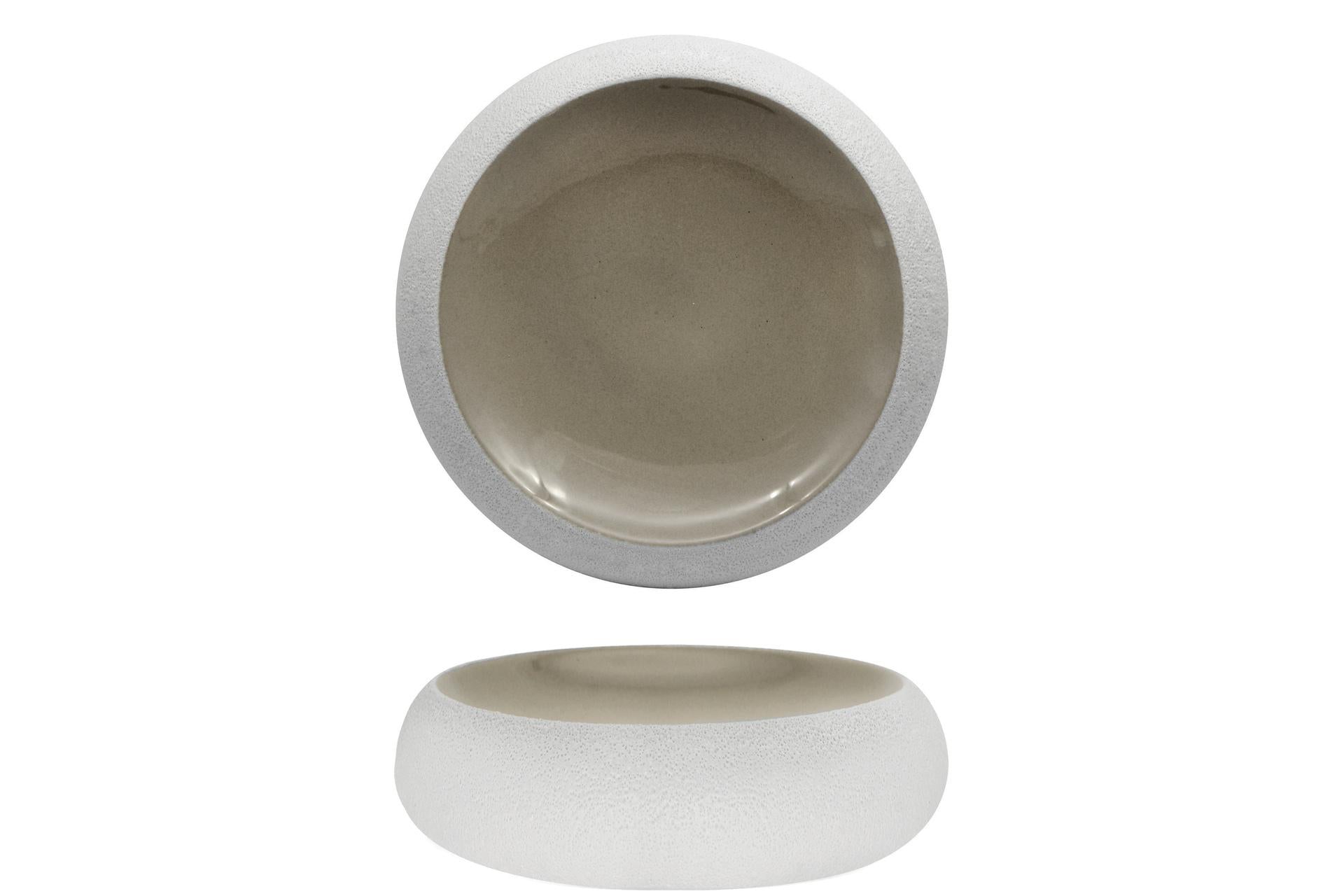 Genesys Evo Piatto Alto Ø23.3 cm In Porcellana Grigio Effetto Pietra - Import Tavola Professional - Set 2 Pz