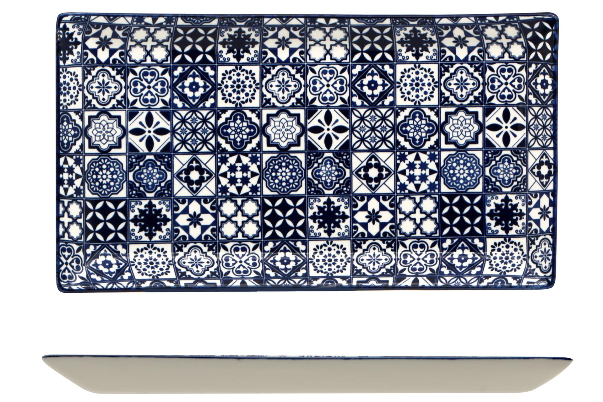 Import Tavola Sintra Blue Piatto Rettangolare 28.5 x 16 cm In Ceramica Decorata