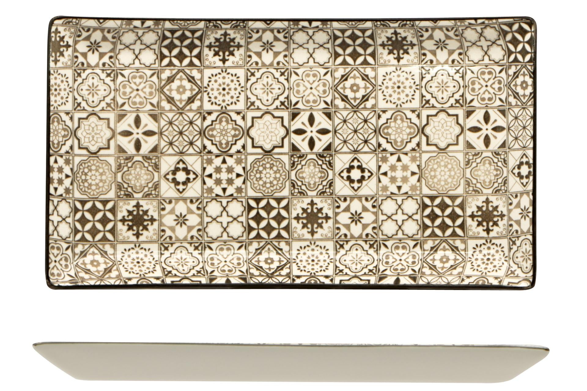 Import Tavola Professional Sintra Nut Piatto Rettangolare 28.5 x 16 cm In Ceramica Decorata - Set 8 Pz