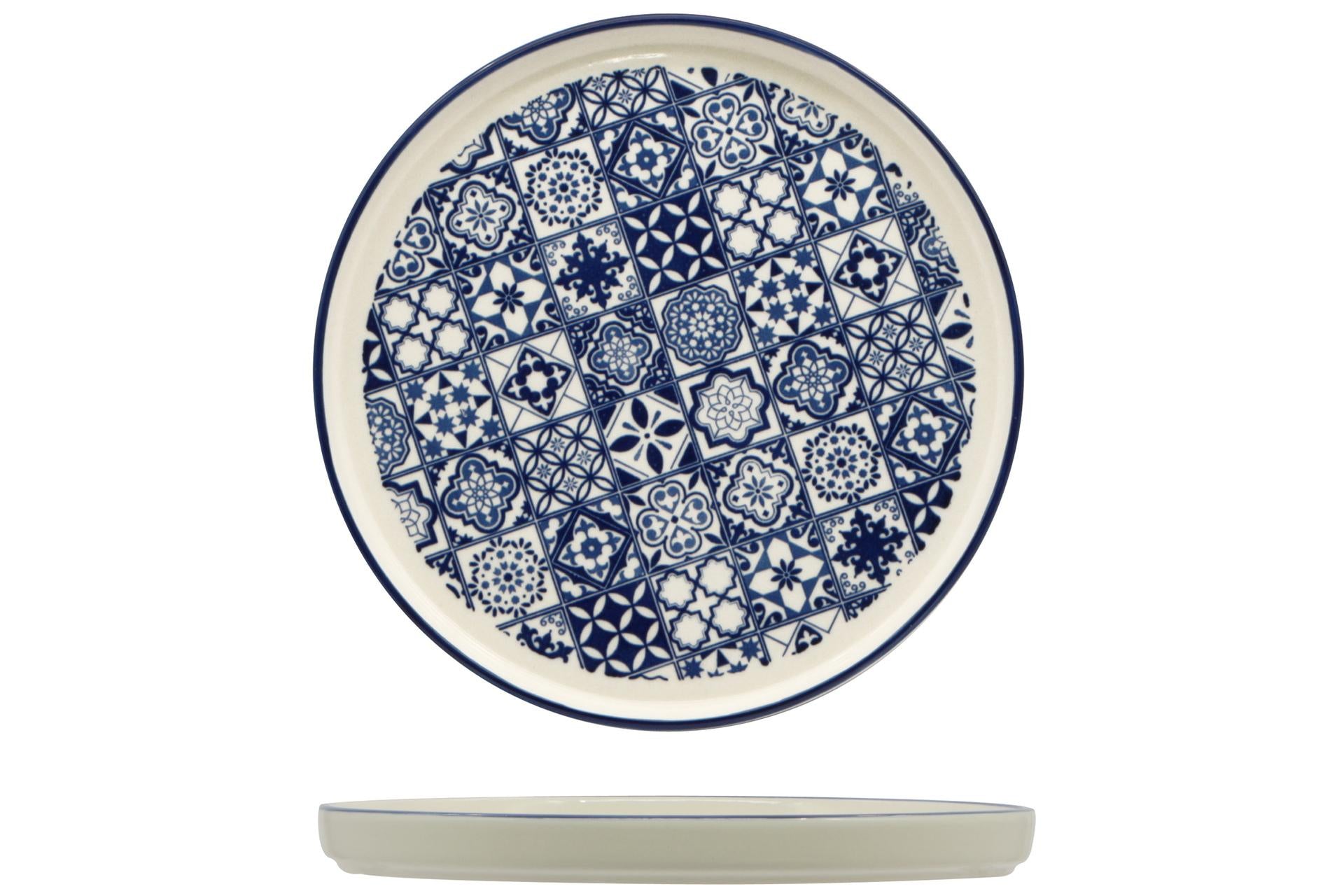 Import Tavola Professional Sintra Blue Piatto Piano Nordic Ø21 cm In Ceramica Decorata - Set 8 Pz