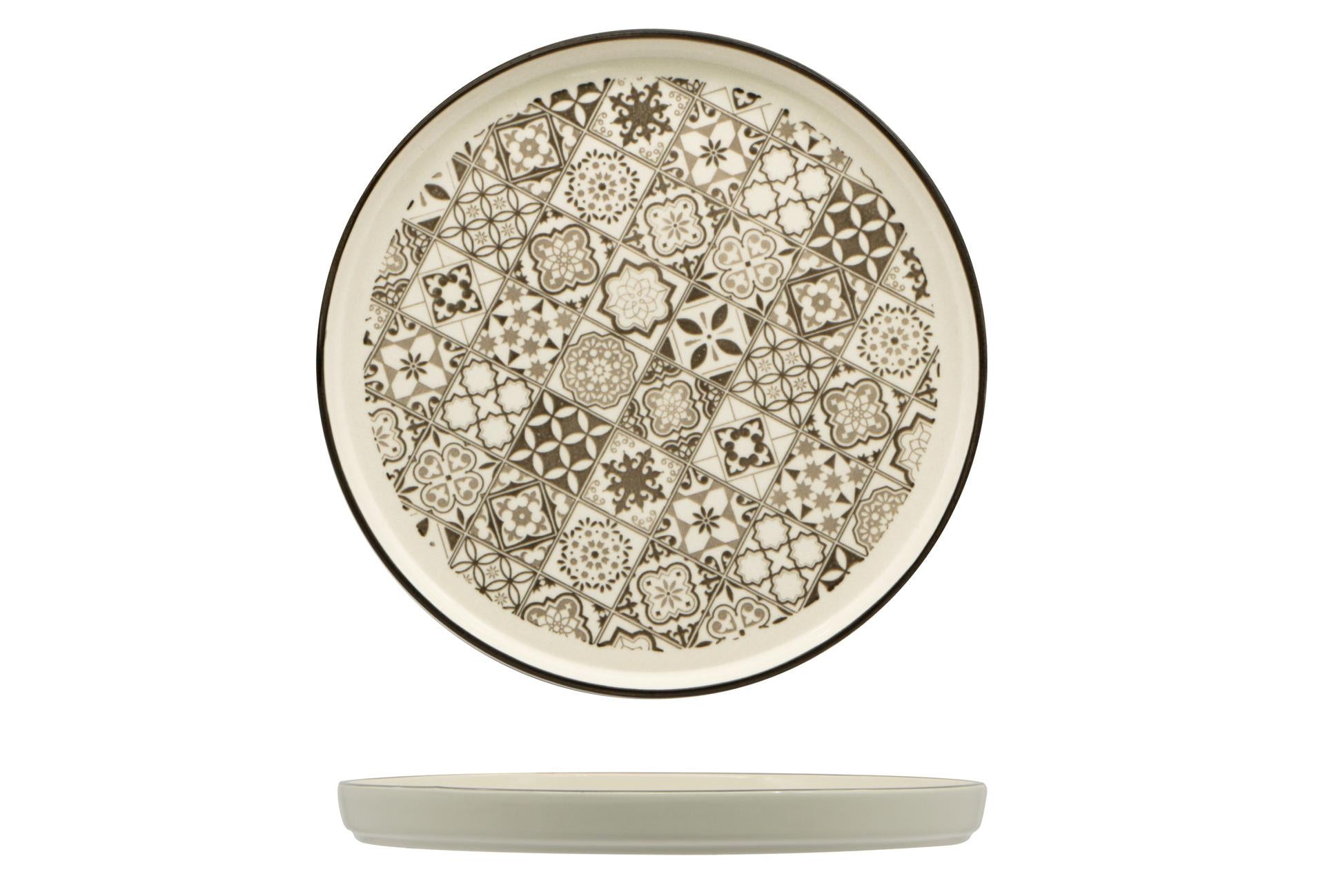 Import Tavola Professional Sintra Nut Piatto Piano Nordic Ø21 cm In Ceramica Decorata - Set 8 Pz