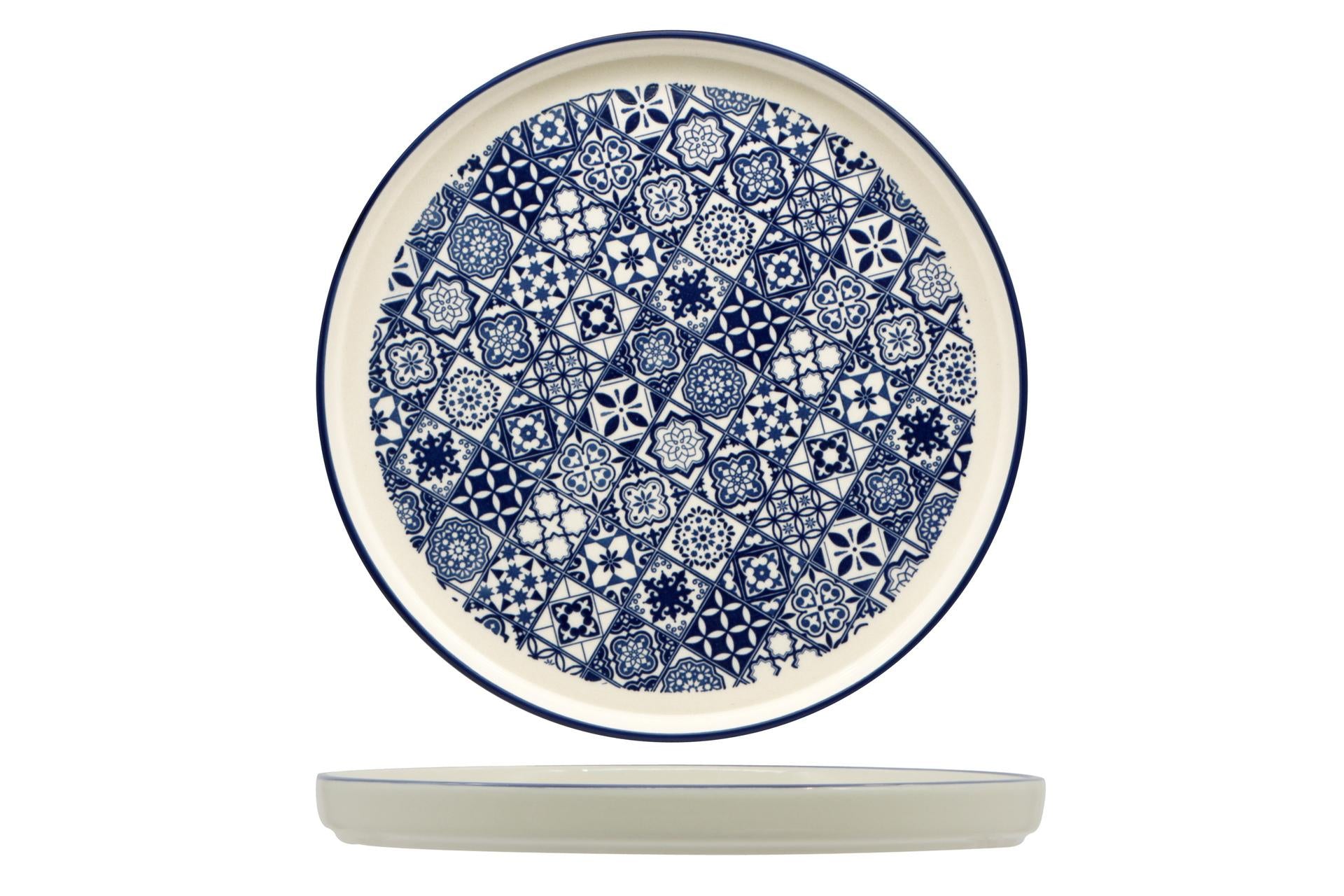 Import Tavola Professional Sintra Blue Piatto Piano Nordic Ø27 cm In Ceramica Decorata - Set 4 Pz