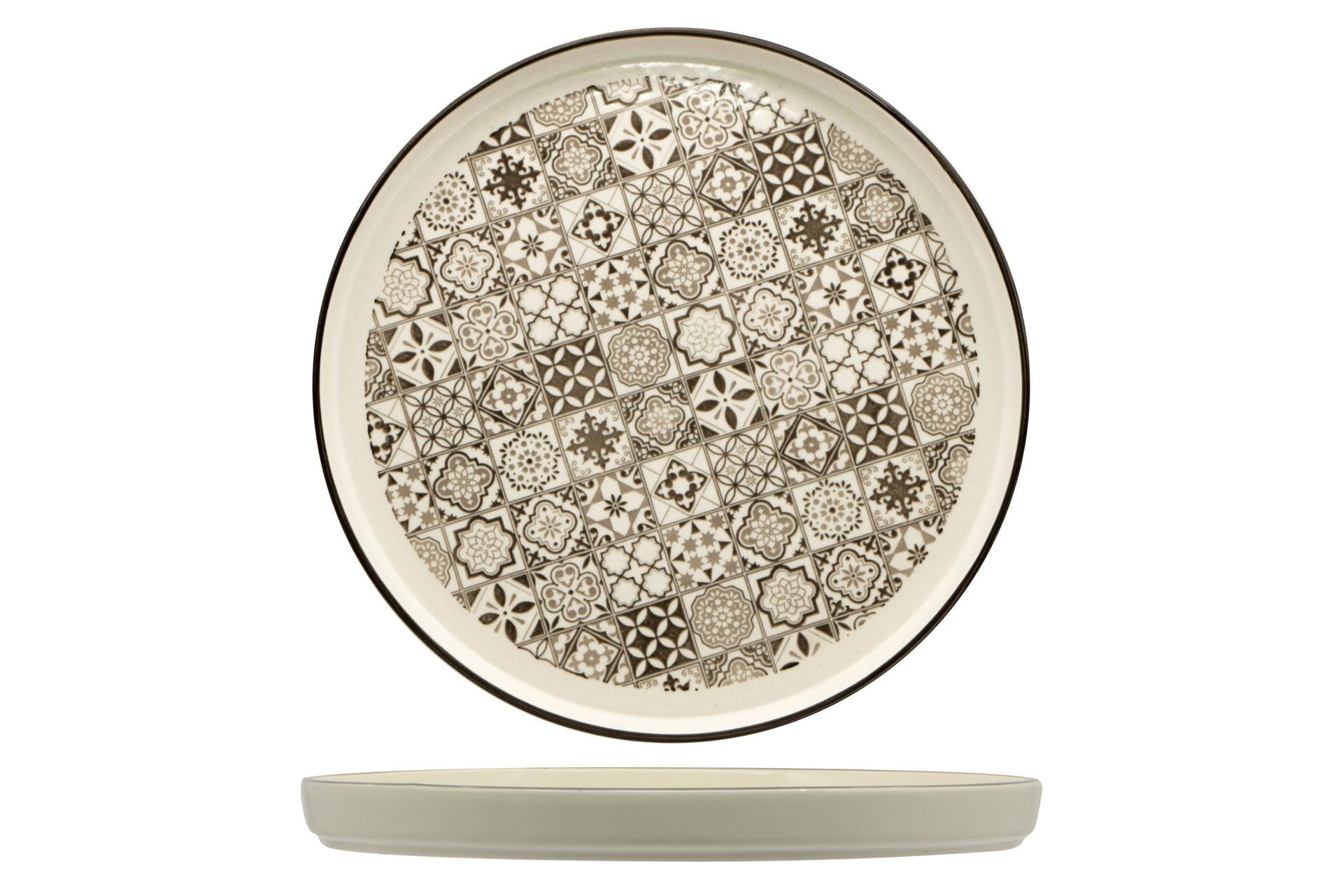 Import Tavola Professional Sintra Nut Piatto Piano Nordic Ø27 cm In Ceramica Decorata - Set 4 Pz