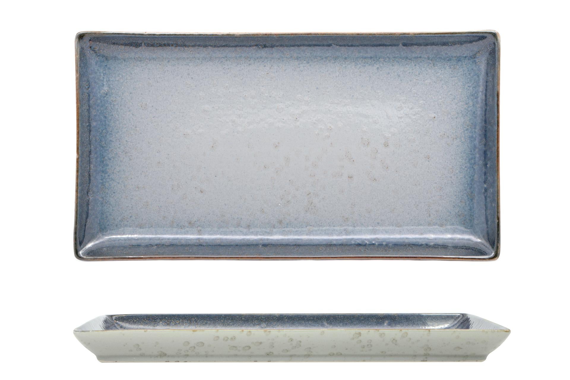 Import Tavola Professional Atlantis Vassoio Rettangolare 37,5 x 20,5 cm In Gres Porcellanato Azzurro - Set 4 Pz