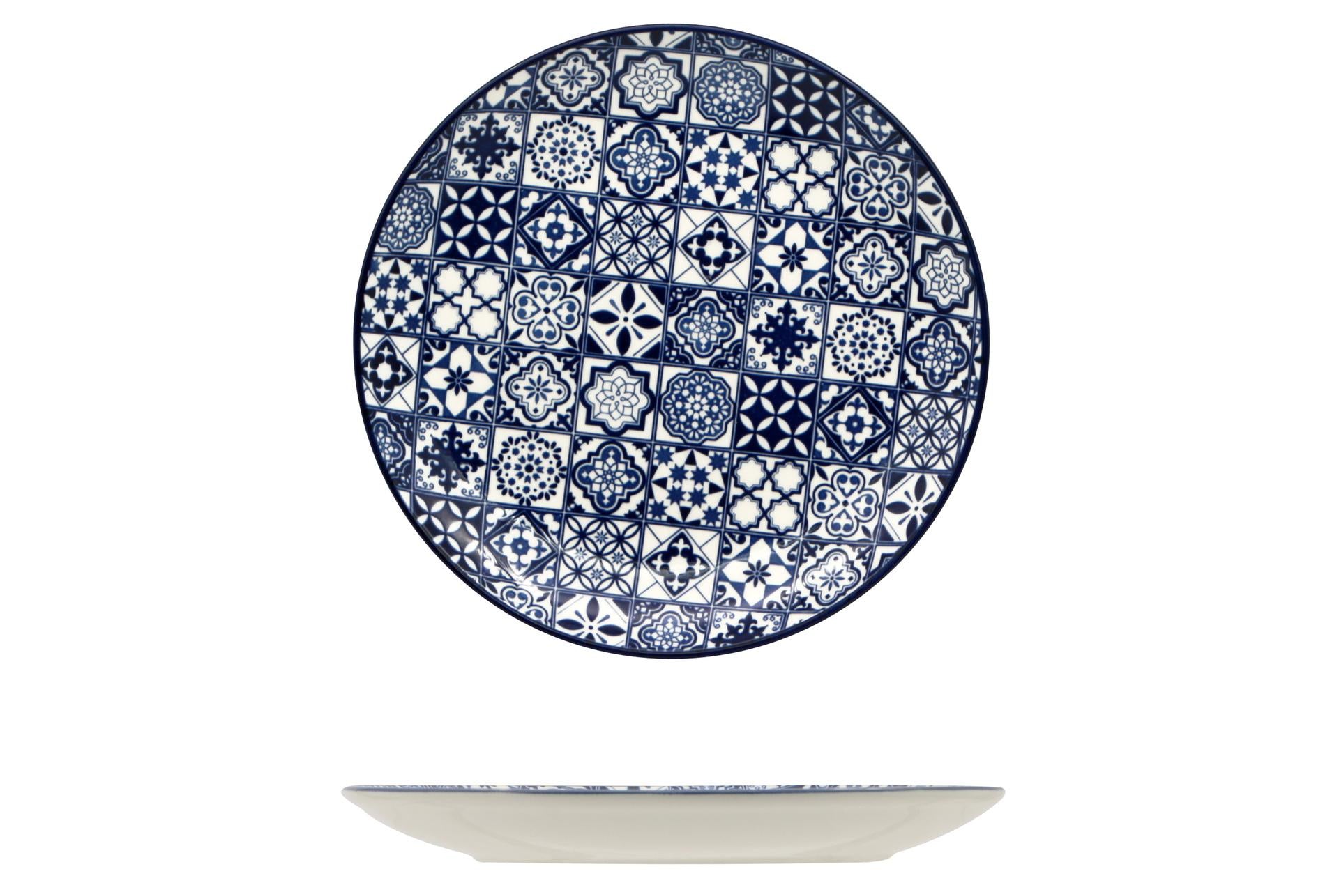 Import Tavola Sintra Blue Piatto Piano Ø20 cm In Ceramica Decorata - Set 8 Pz