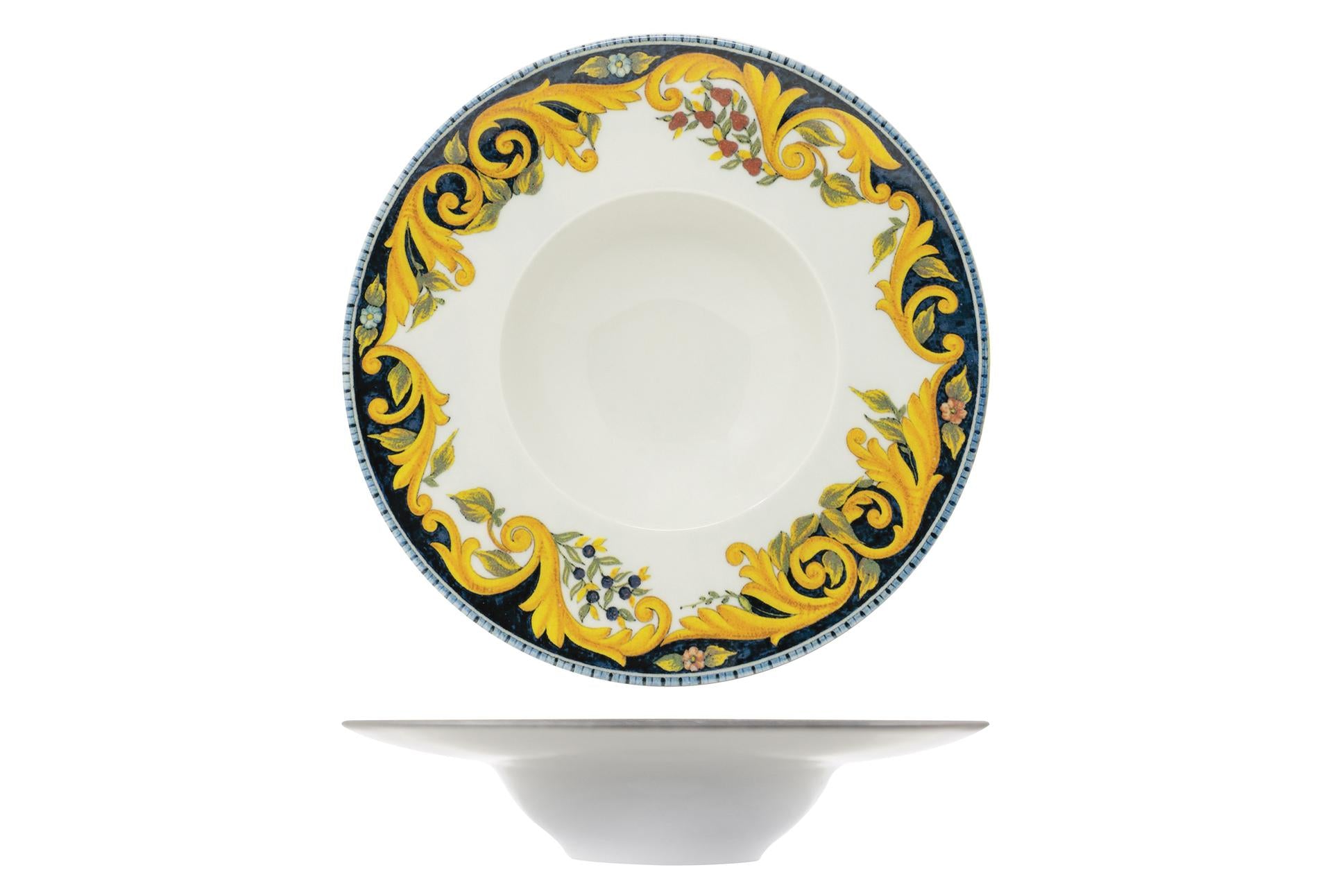 Saturnia Tuscany Napoli-K Bowl Ø27.5 cm - Piatto In Porcellana Con Decoro Fiorentino - Set 6 Pz