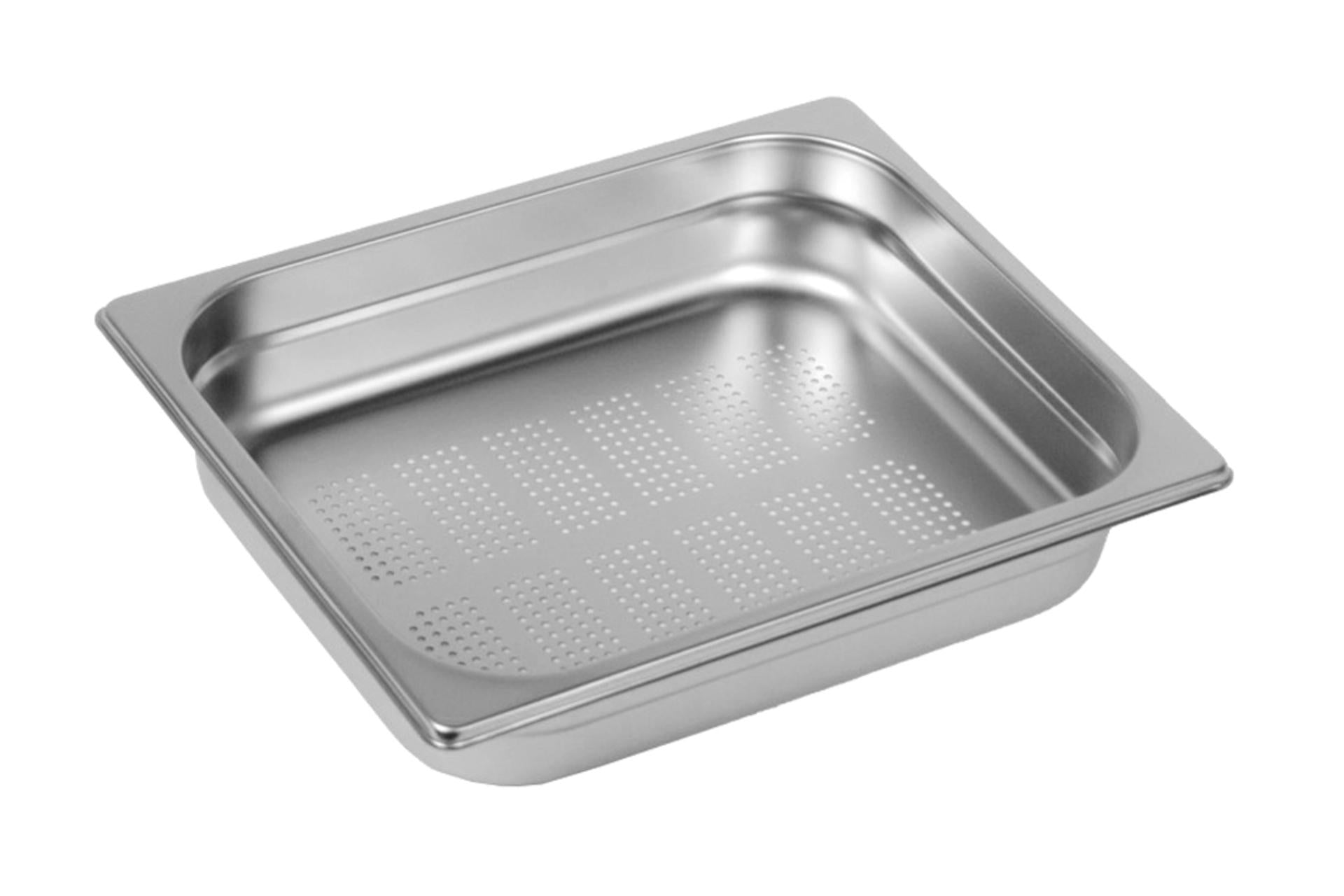 Mori2A Bacinella Inox GN 1/2 Fondo Forato H.6.5 cm - 32 x 26 cm Spessore 0.6 mm