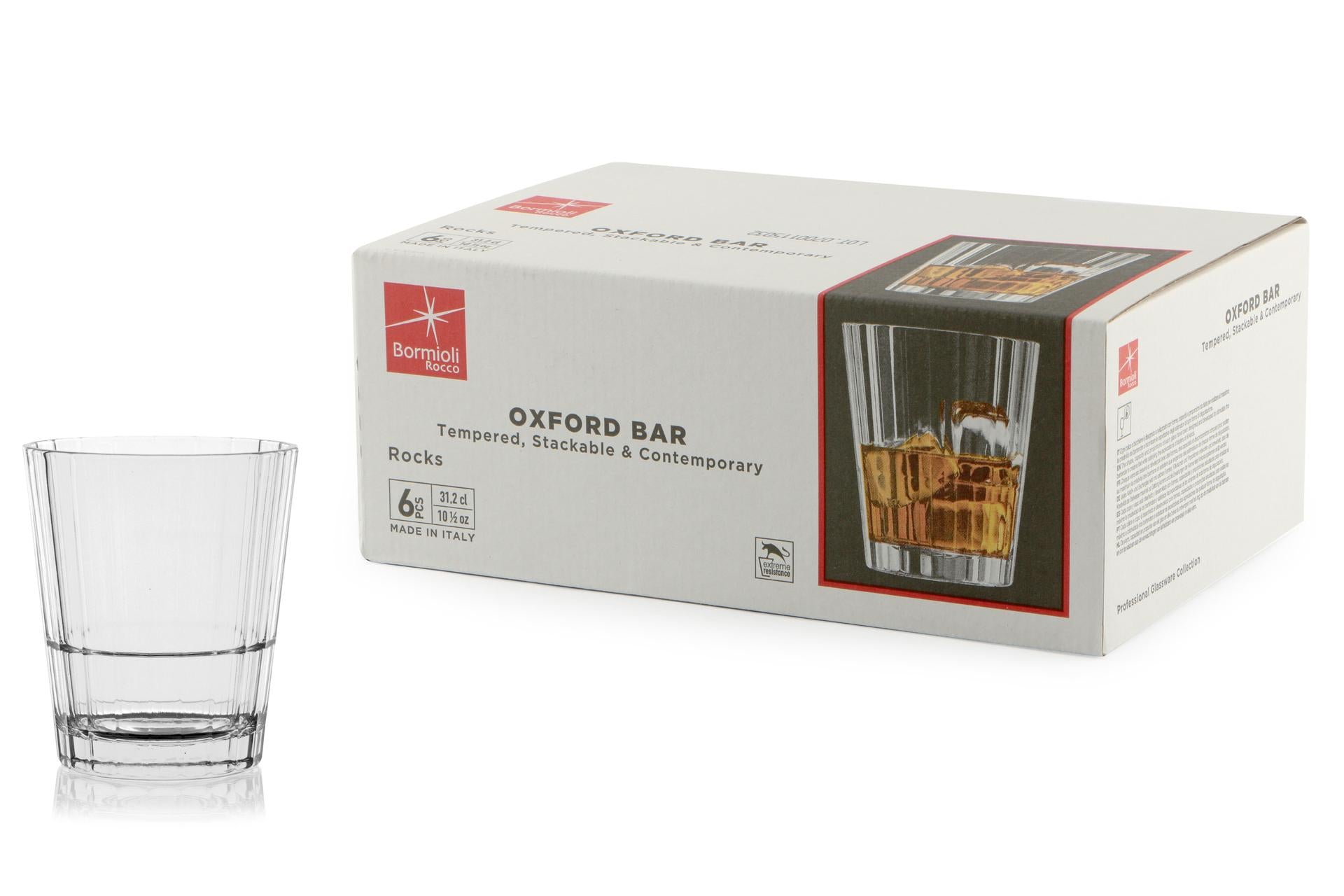 Bormioli Rocco Oxford Bar Bicchiere Rocks 31.2 cl - Impilabile e Resistente - Set 6 Pz 3