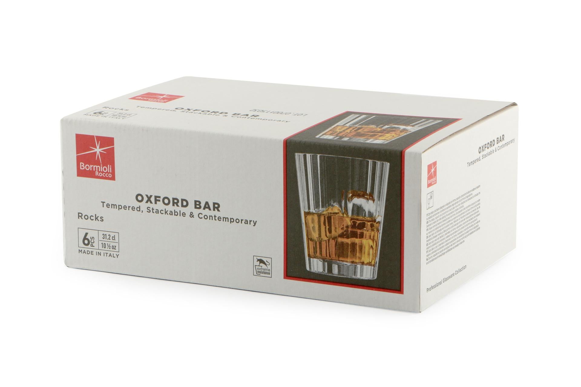 Bormioli Rocco Oxford Bar Bicchiere Rocks 31.2 cl - Impilabile e Resistente - Set 6 Pz 4
