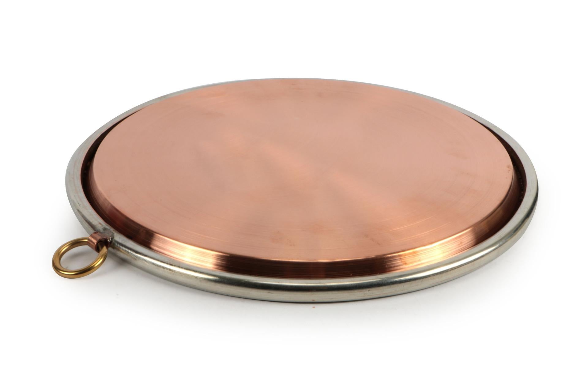 Agnelli Tortiera Rame Stagnato Martellato Ø30 cm - H.1 cm Con Orlo, Spessore 2 mm