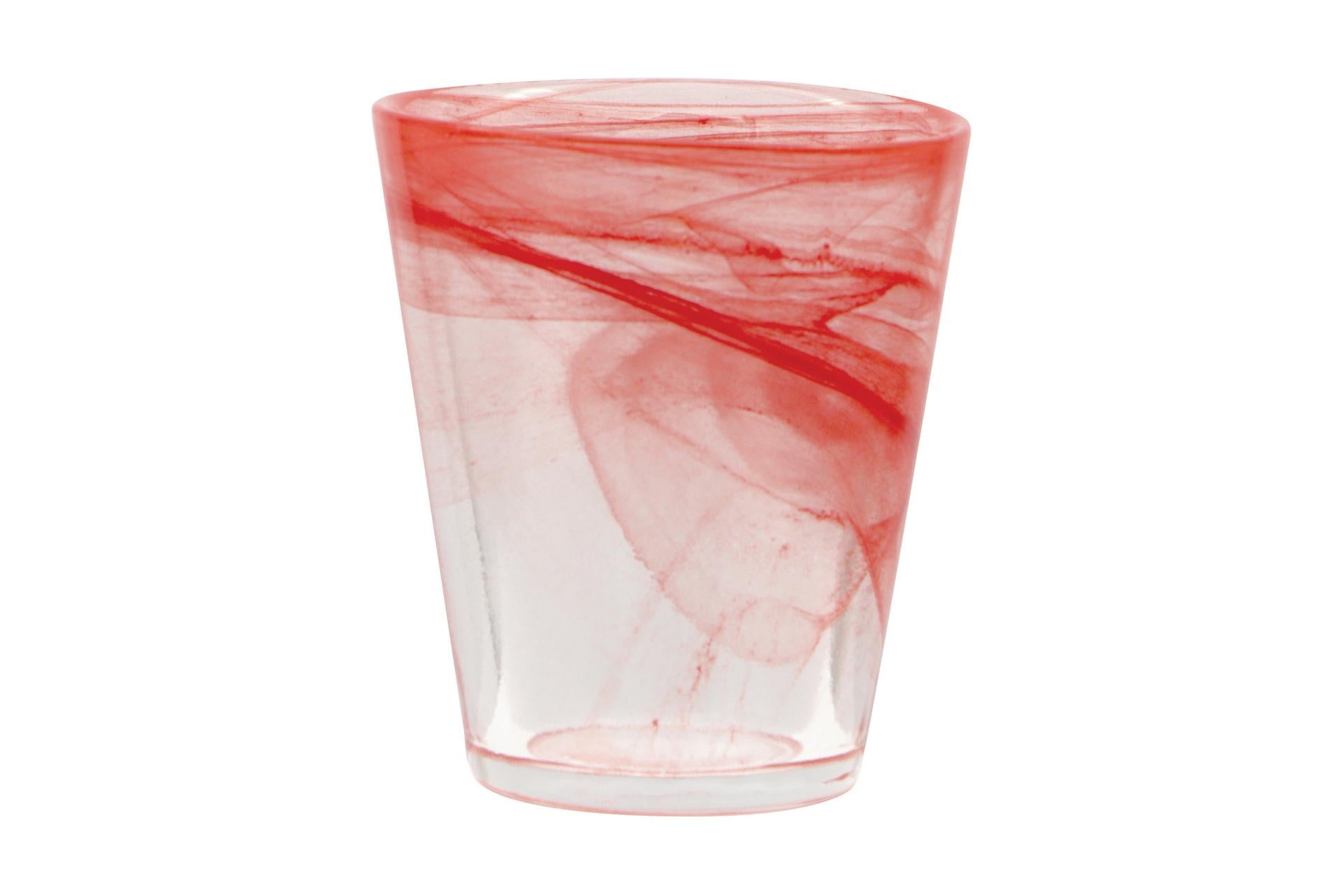 Import Tavola Kosmo Fiamma Bicchiere Acqua 28 cl - Vetro Rosso Con Effetto a Vortice - Set 6 Pz