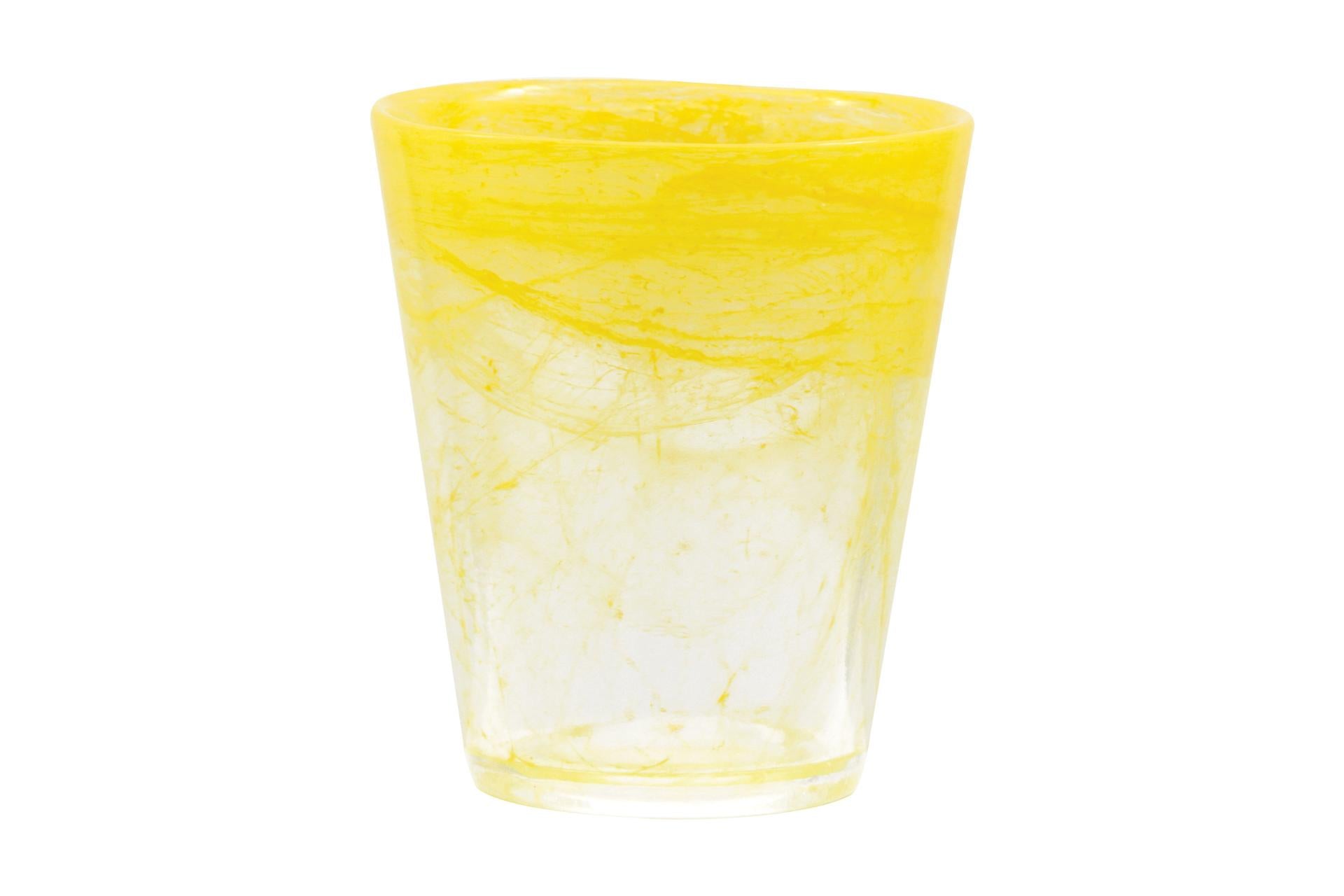 Import Tavola Kosmo Luce Bicchiere Acqua Giallo 28 cl - In Vetro Colorato Con Effetto a Vortice - Set 6 Pz