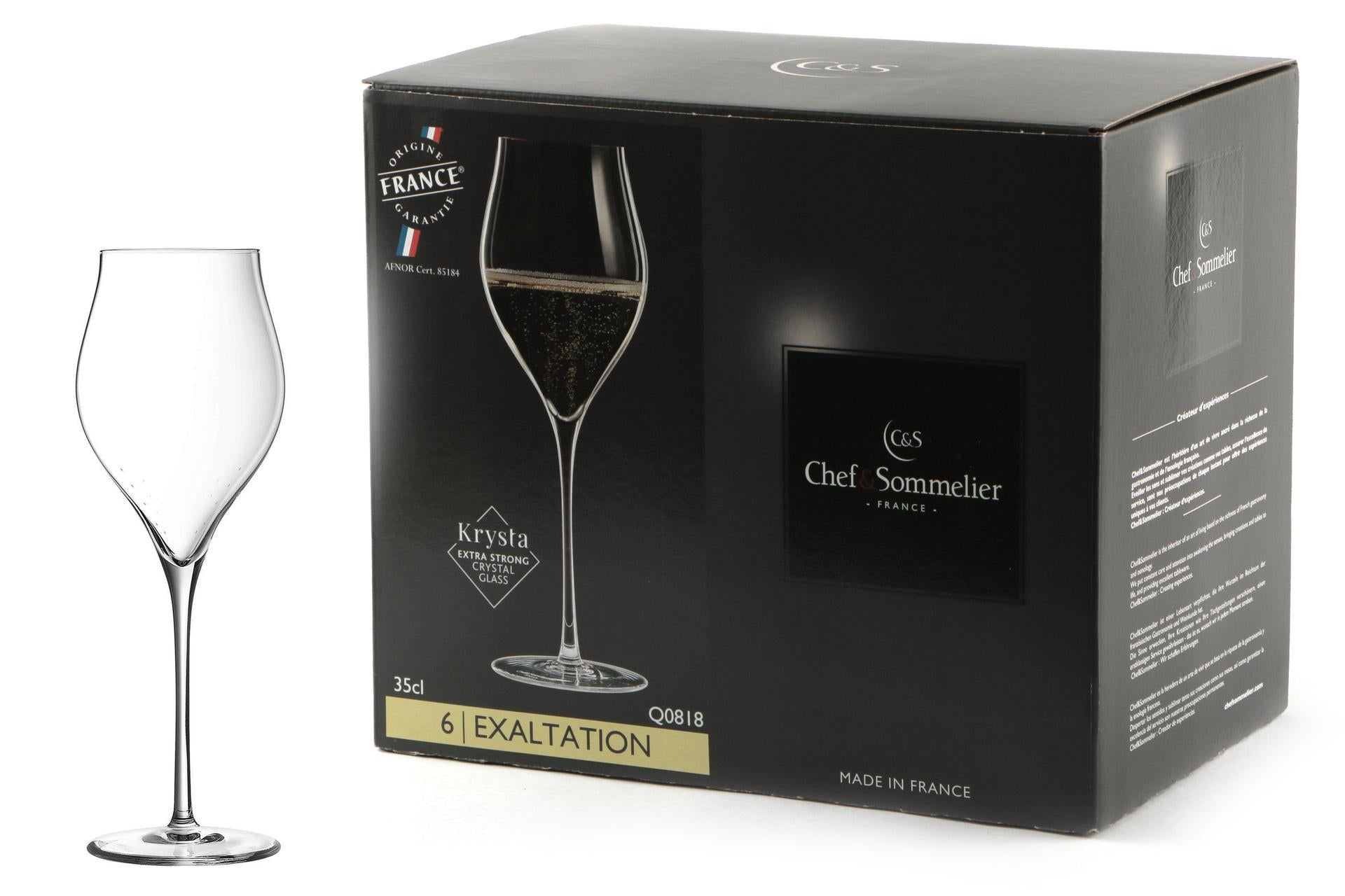 Arcoroc Exaltation Calice Flute 35 cl - Collezione Innovativa per Vini Spumanti - Set 6 Pz