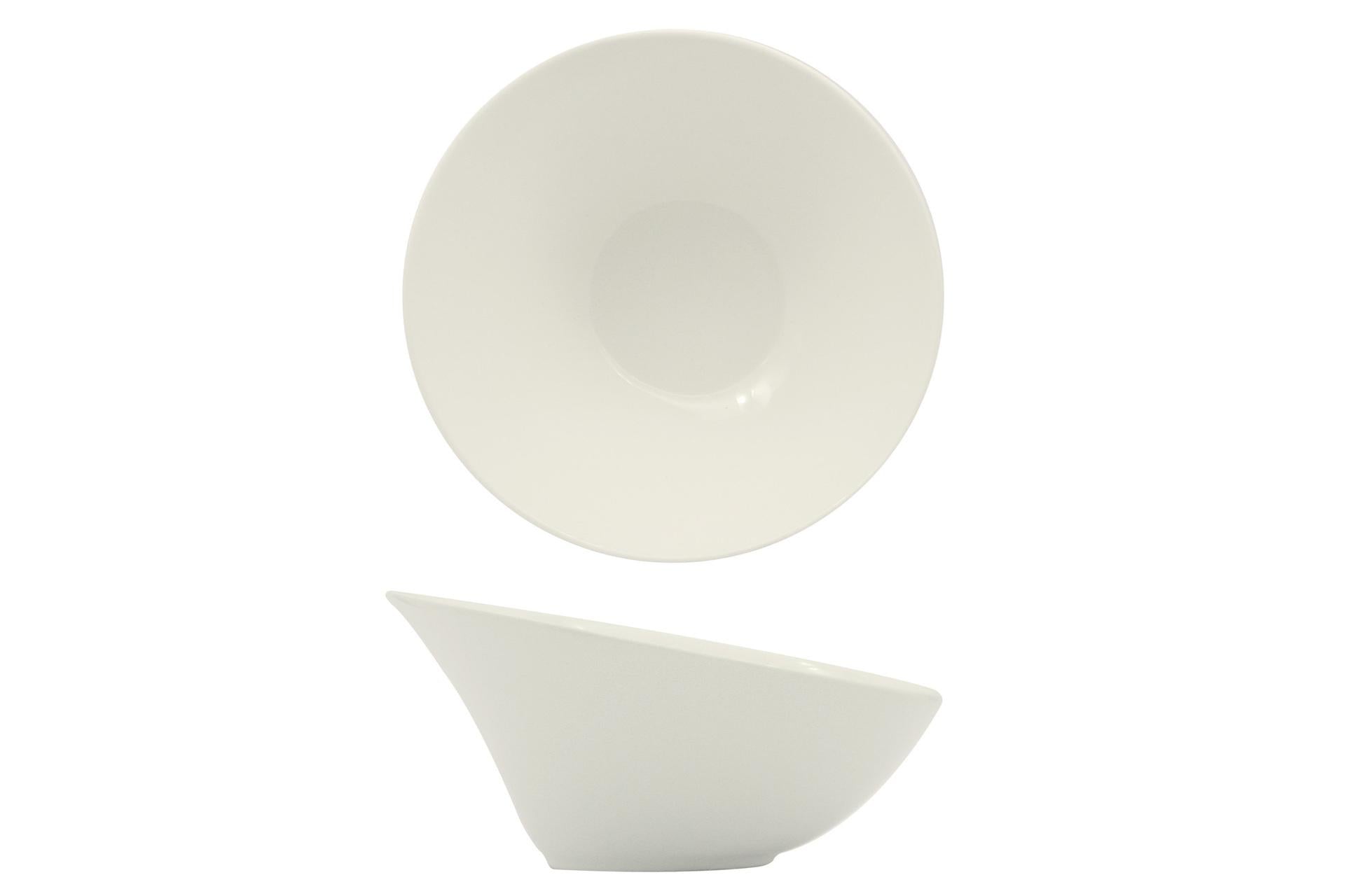 Import Tavola Professional B.B. White Ciotola Obliqua 450 cc - 16.5 x 8.5 cm In Porcellana Bianca - Set 6 Pz