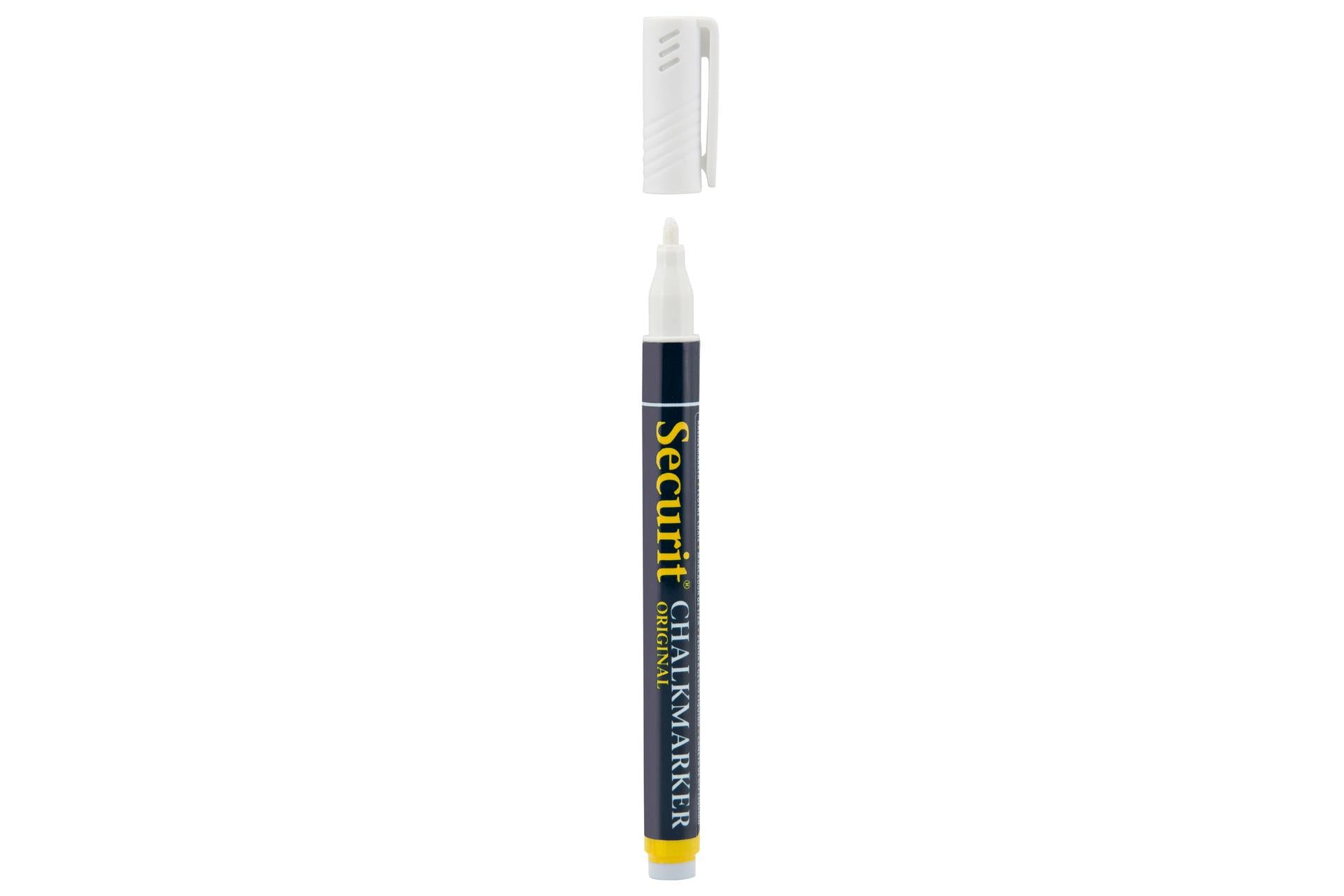 Securit Pennarello a Gesso Liquido Punta Fine 1-2 mm Colore Bianco - Set 12 Pz