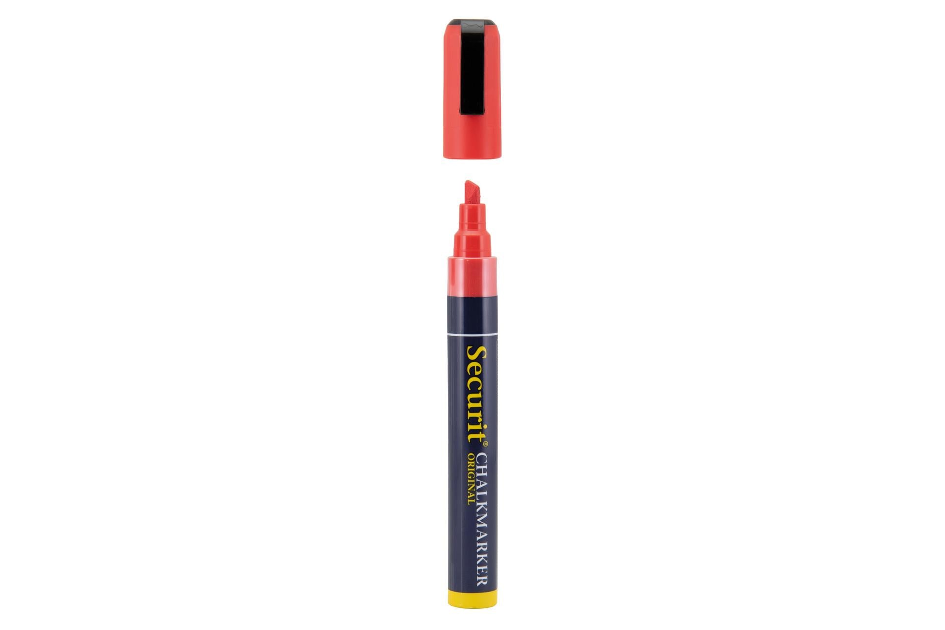 Securit Pennarello a Gesso Liquido Rosso Punta Media 2-6 mm - Singolo - Set 12 Pz