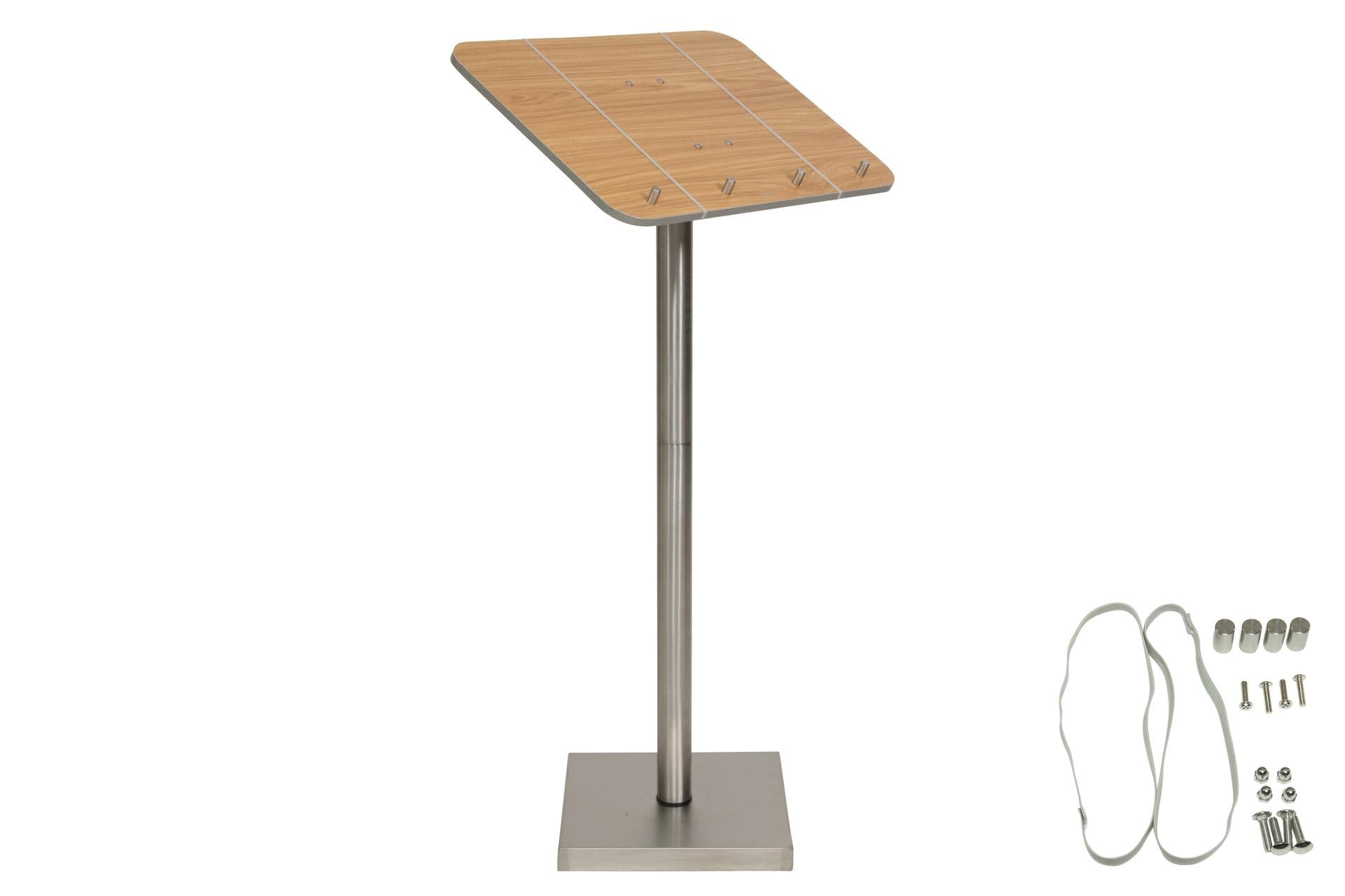 Securit Leggio Portamenu In Legno Laminato - Piantana Inox 54.2 x 36.7 cm H.113 cm Con Perni In Metallo ed Elastici Inclusi
