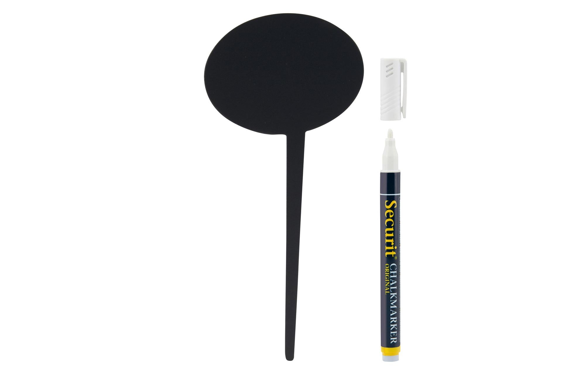 Securit Lavagna con Punta - Set 30 Etichette a Forma di Nuvola 18x8,1 cm Nero Con Pennarello a Gesso Liquido - Set 30 Pz
