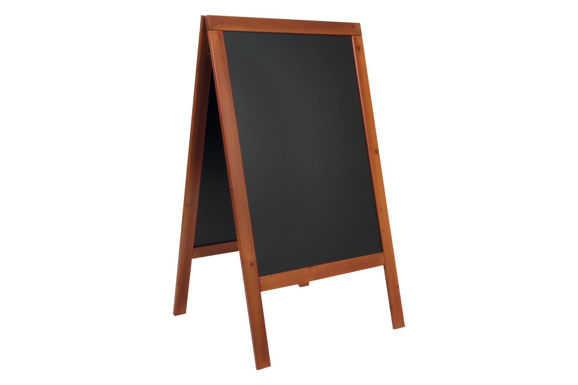 Securit Woody Lavagna da Terra Doppia Cornice Mogano - Area Lavagna 58x87 cm, Misure 69x125x56.5 cm In Legno di Pino
