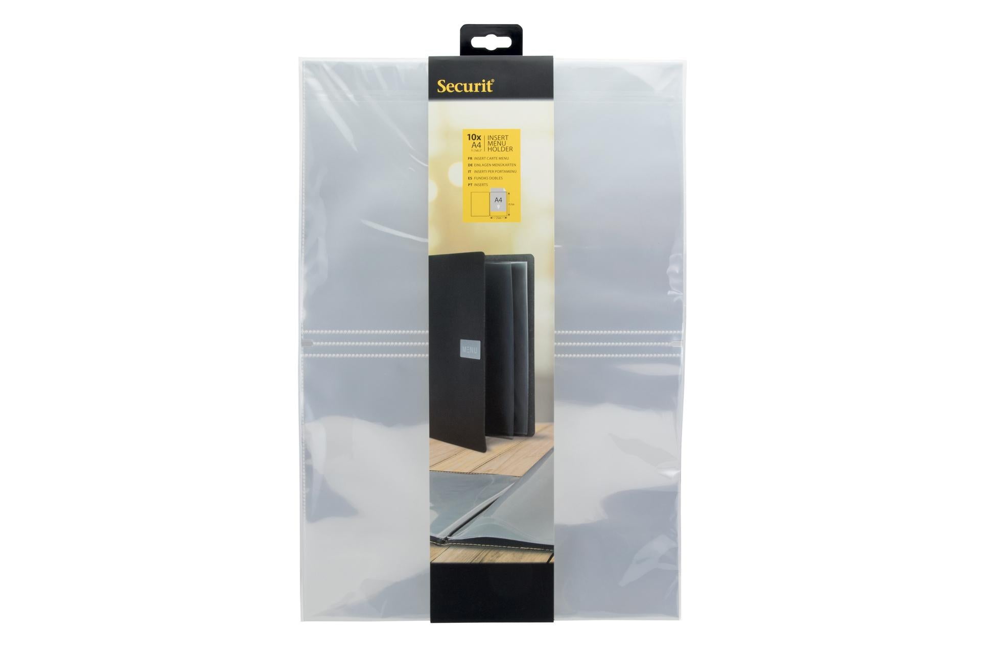 Securit Set 10 Inserti Doppi Trasparenti per Portamenu Formato A4 - Set 10 Pz