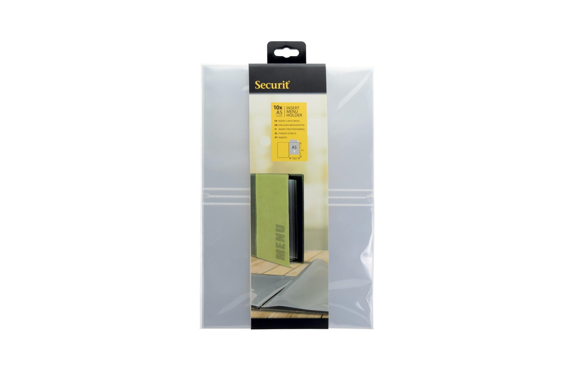 Securit Set 10 Inserti Doppi Trasparenti per Portamenu Formato A5 - Set 10 Pz
