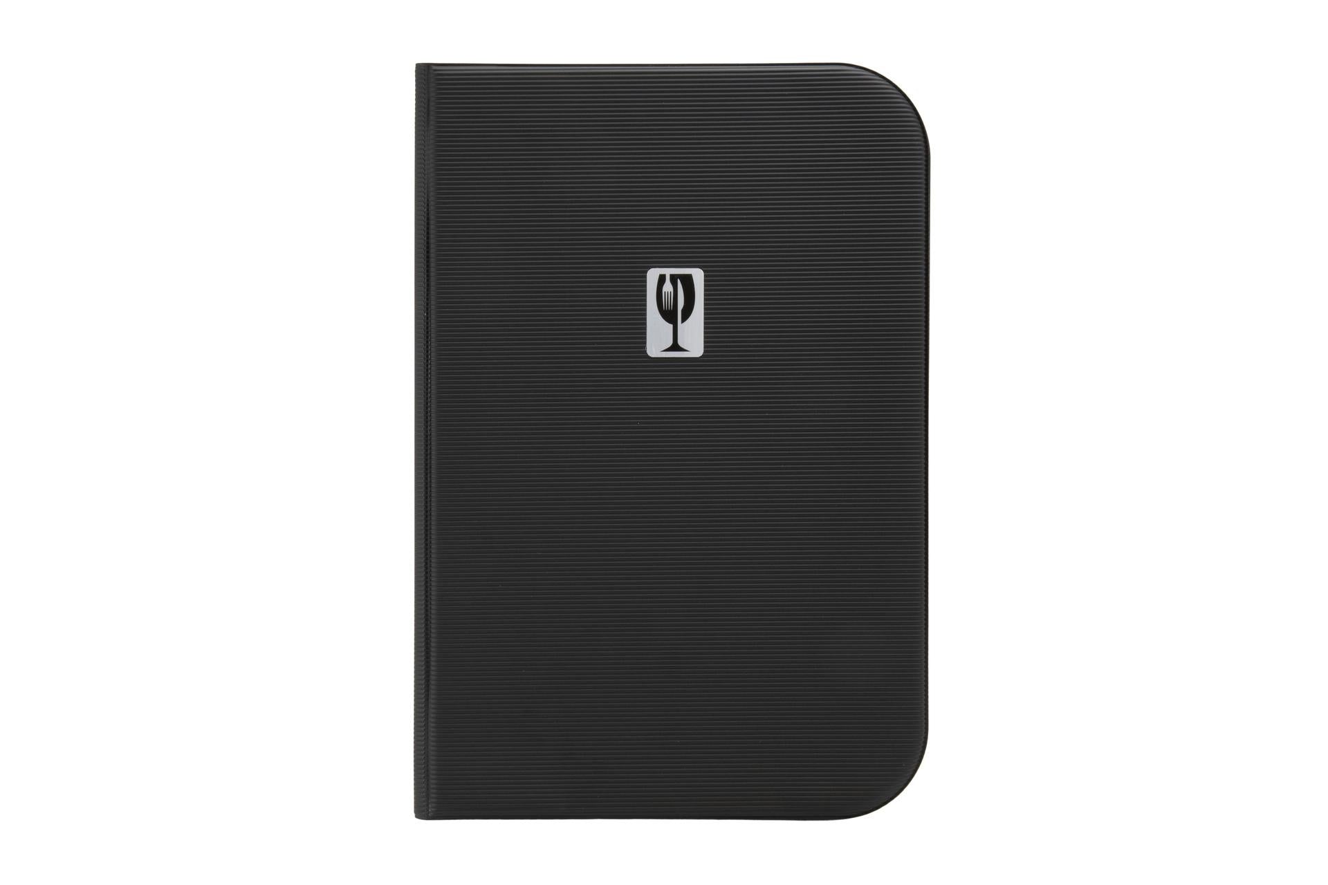 Securit Essential Portamenu A4 Nero In PVC Rigato Con Placca In Metallo e 10 Inserti Non Rimovibili - Set 10 Pz
