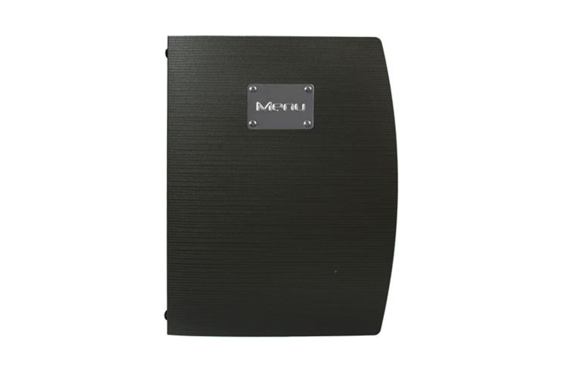 Securit Rio Portamenu Nero Formato A4 - 25.5 x 34 cm Con Placca Inox "Menu" - Set 10 Pz