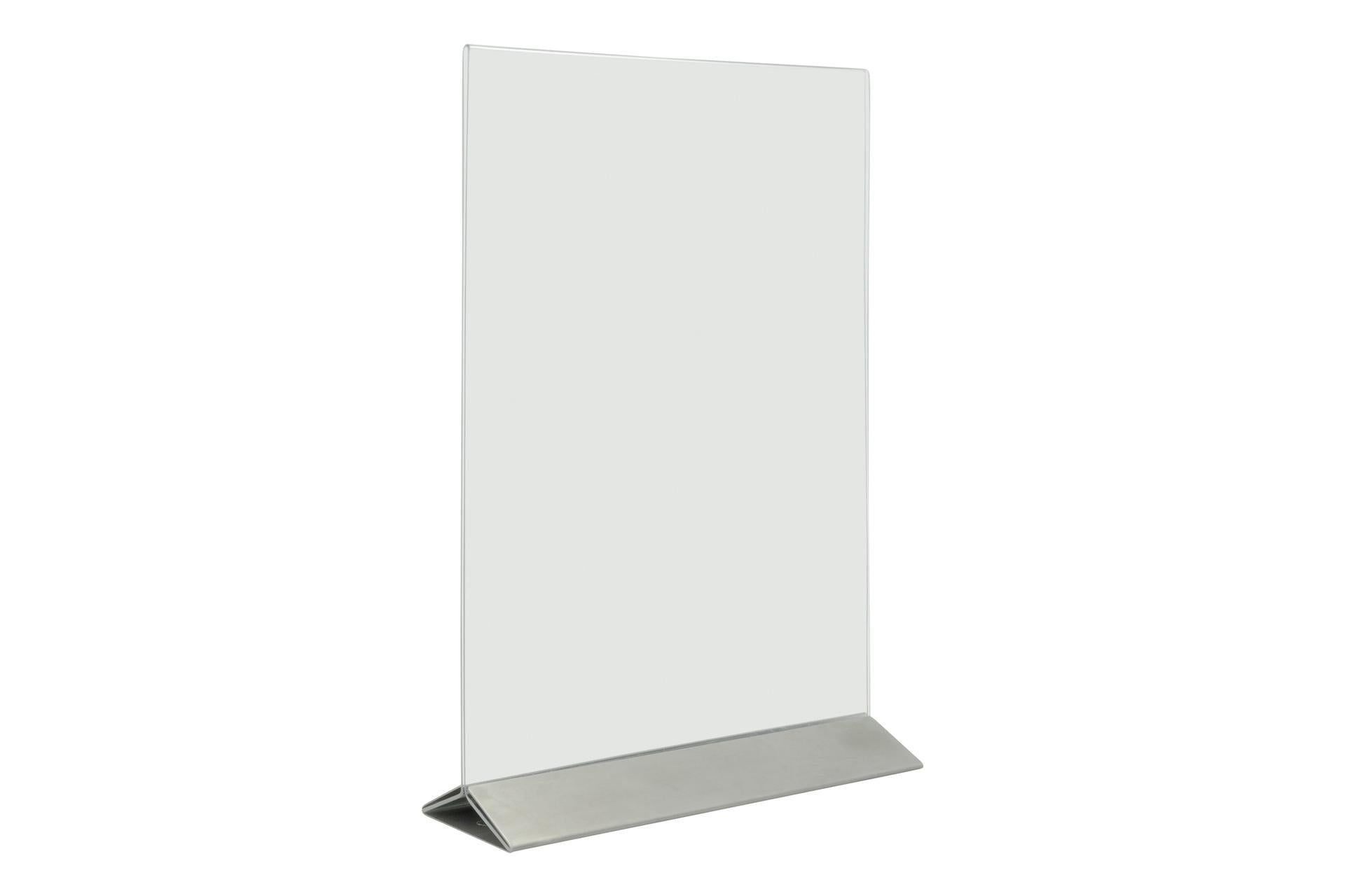 Securit Portaposter da Tavolo Formato A4 - 20,7 x 33,2 x 7,5 cm In Acrilico Con Base In Acciaio Inox 1