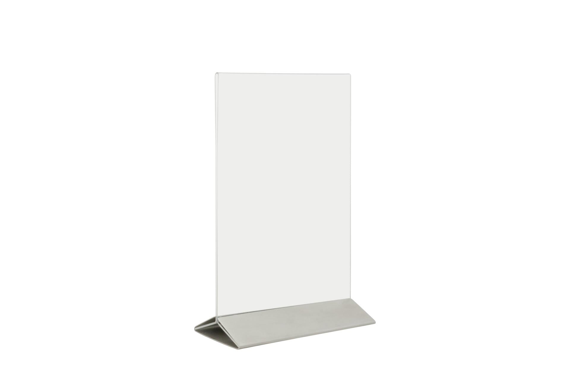 Securit Portaposter da Tavolo A5 - 15,7 x 24,3 x 7,4 cm In Acrilico con Base in Acciaio Inox, Bifacciale - Set 6 Pz